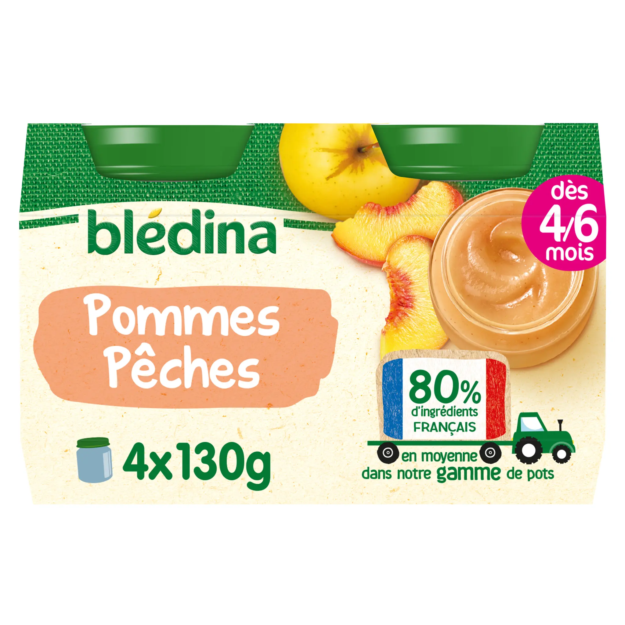 BLEDINA Petit pot dessert pommes pêches dès 4/6 mois