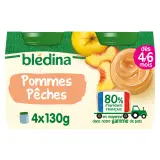 BLEDINA Petit pot dessert pommes pêches dès 4/6 mois