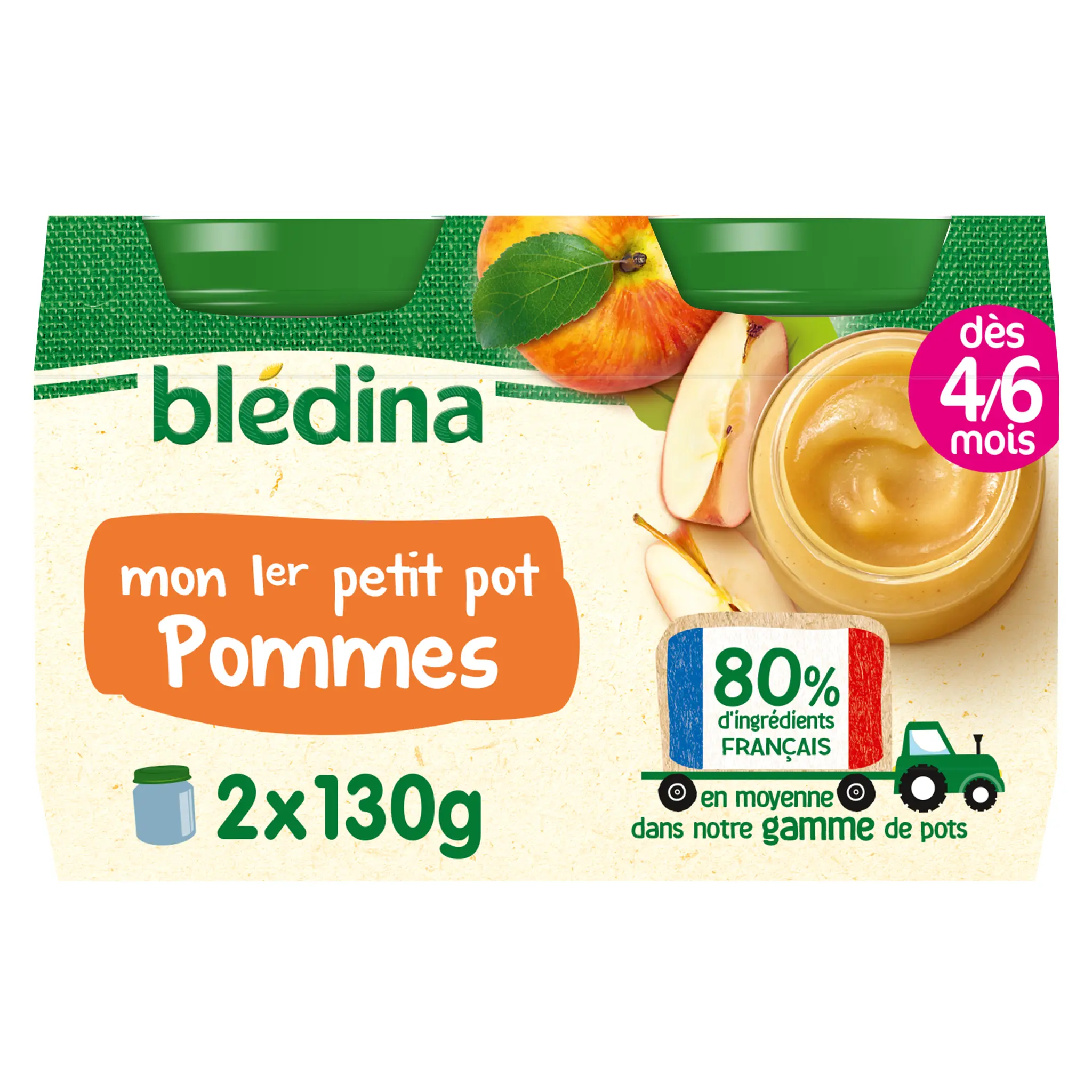 BLEDINA Petit pot dessert pommes dès 4 à 6 mois