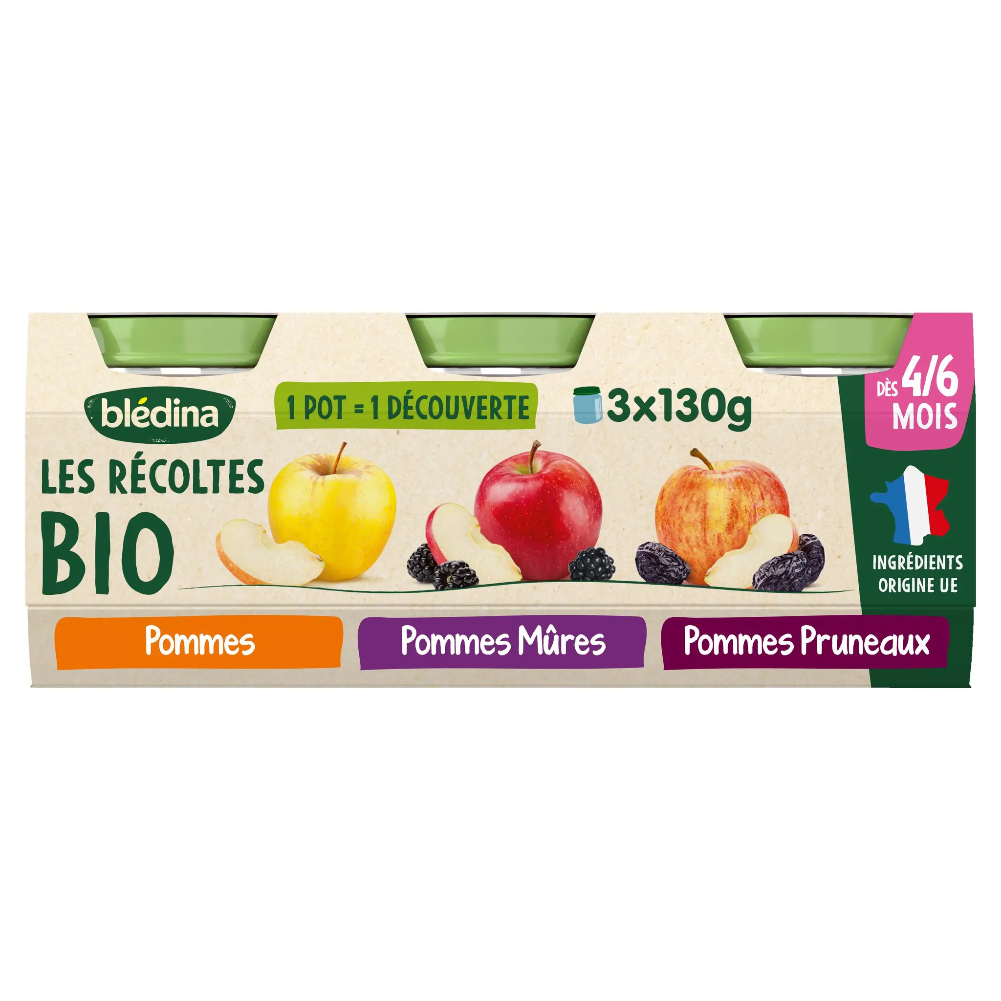 BLEDINA Les récoltes bio petit pot dessert pommes mures pruneaux bio dès 4 mois