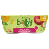 AUCHAN BABY BIO Petit pot dessert pomme mangue dès 4 mois