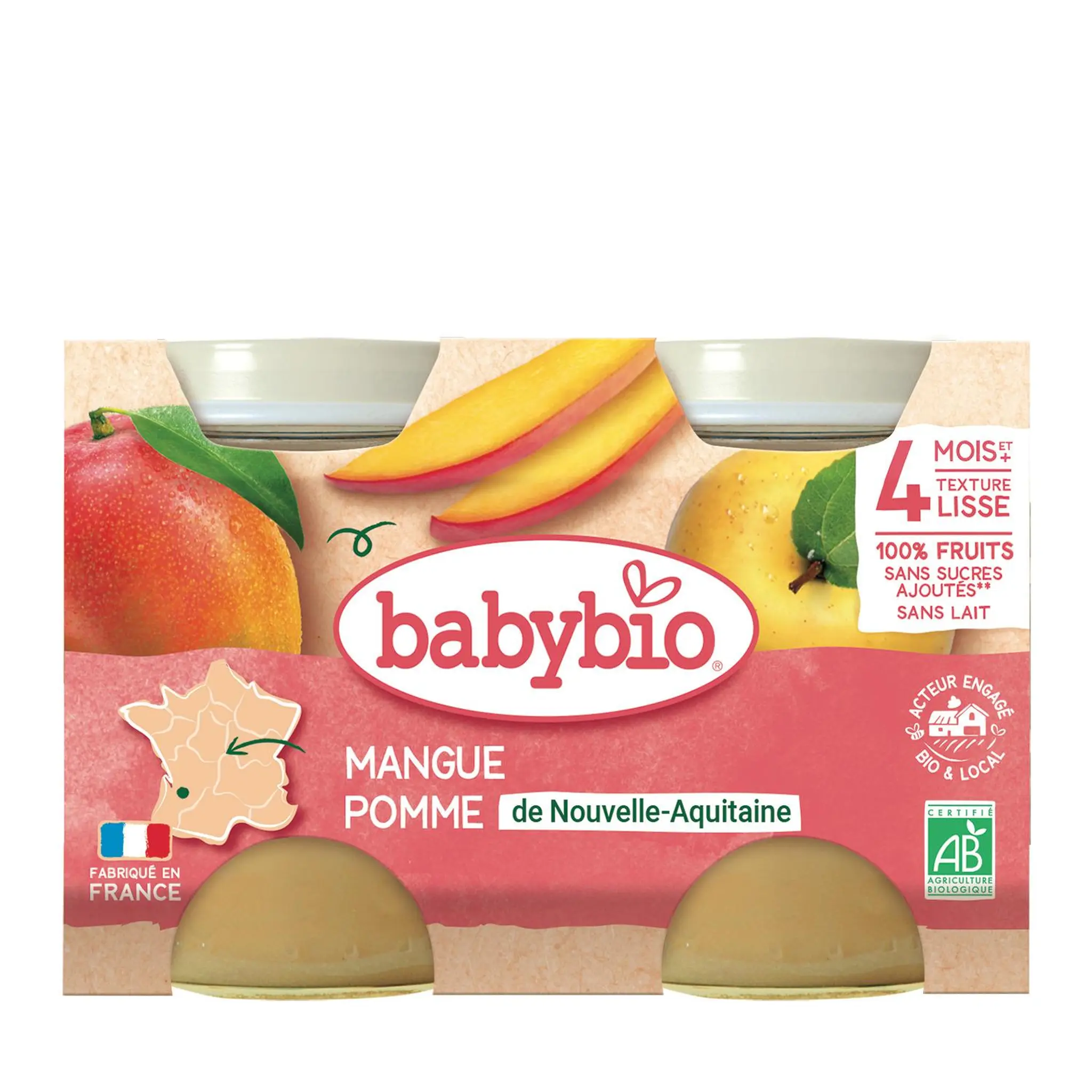 BABYBIO Petit pot dessert pomme mangue bio dès 4 mois