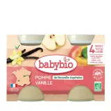BABYBIO Petit pot dessert pomme de Nouvelle Aquitaine et vanille bio dès 4 mois