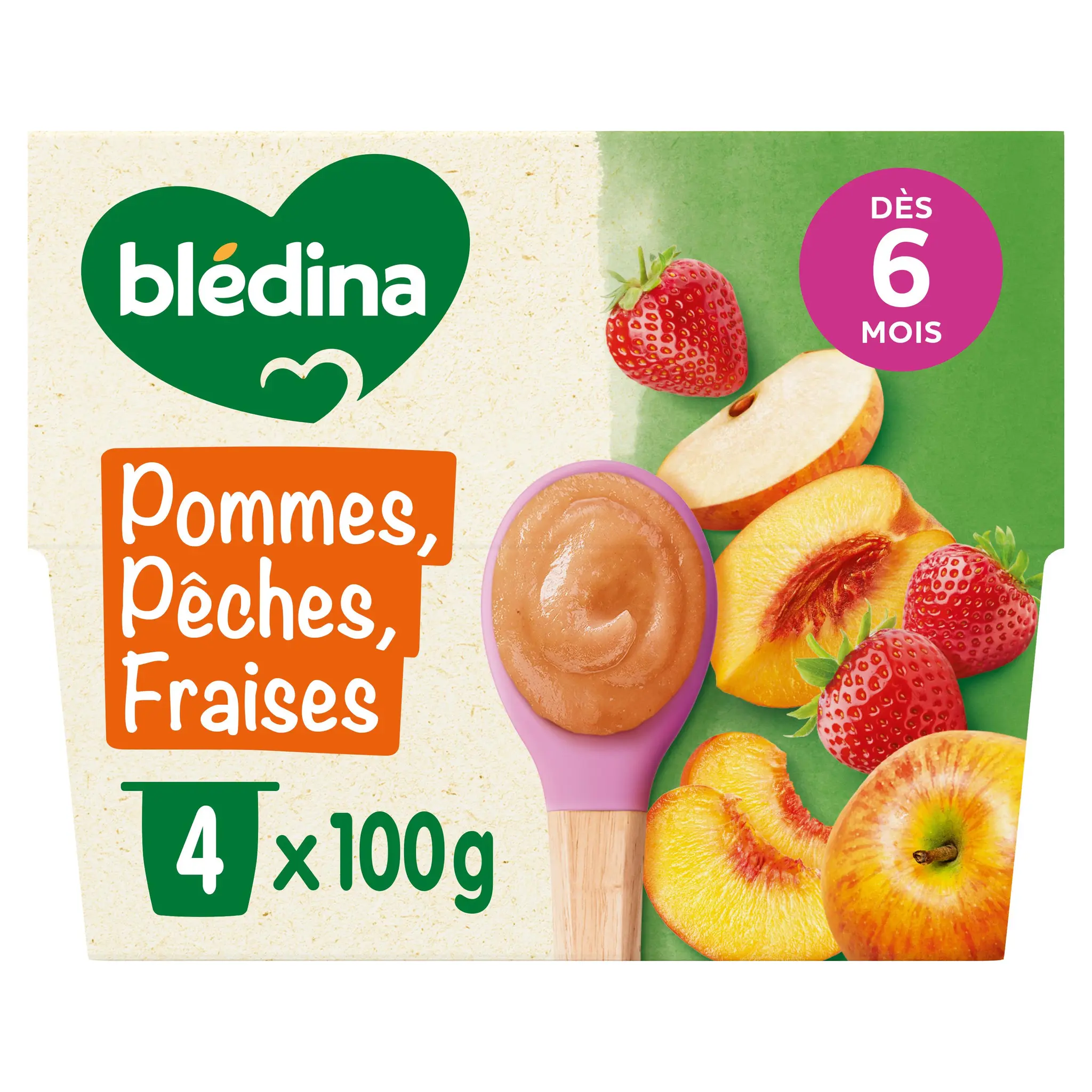 BLEDINA Petit pot dessert pommes pêches et fraises dès 6 mois