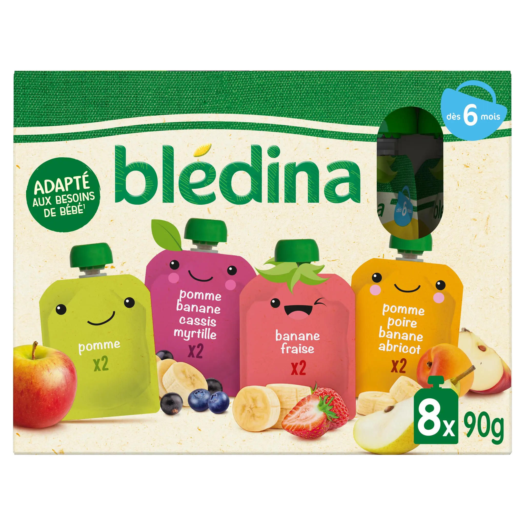 BLEDINA Assortiment gourdes dessert purée de fruits dès 6 mois