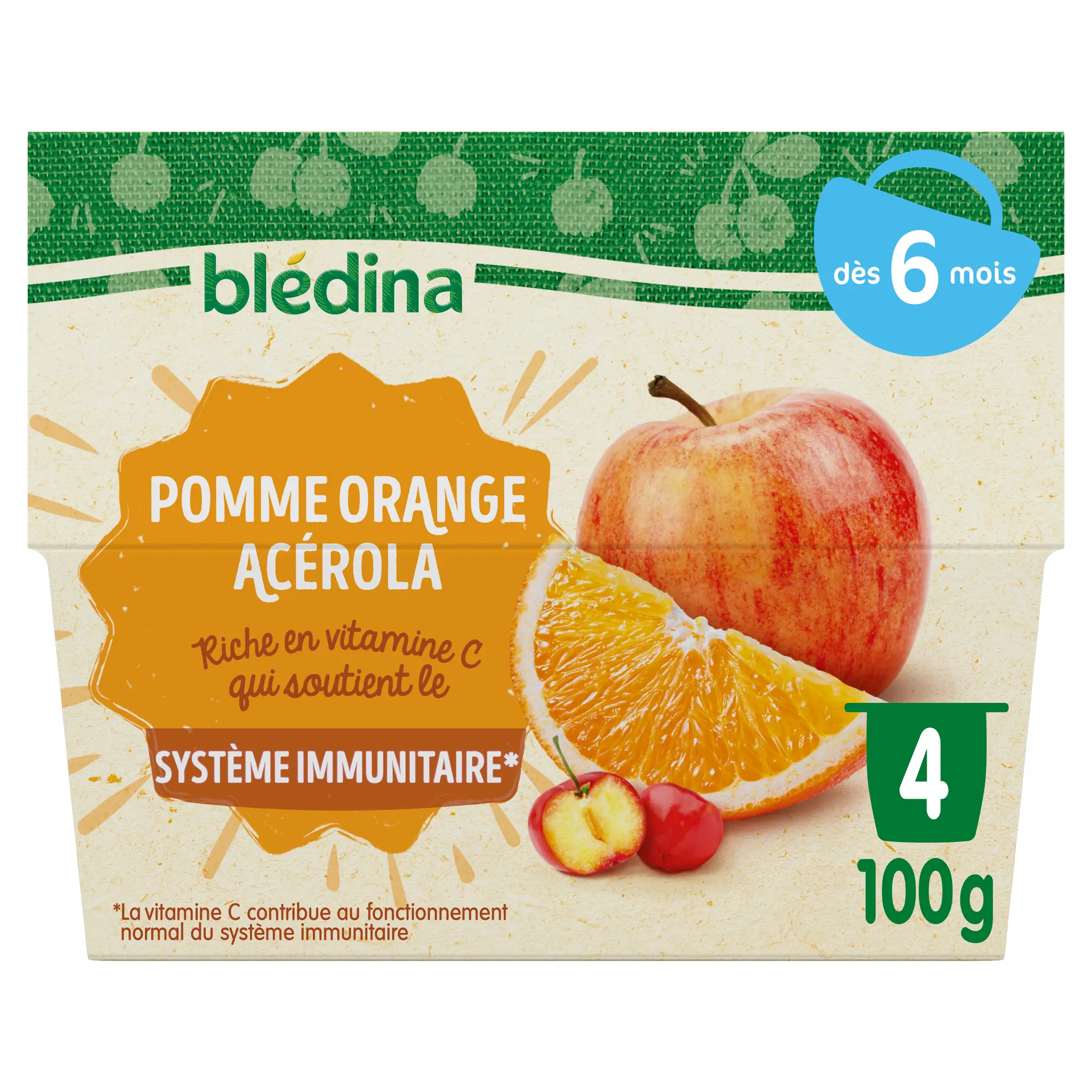BLEDINA Petit pot dessert pomme orange acérola dès 6 mois