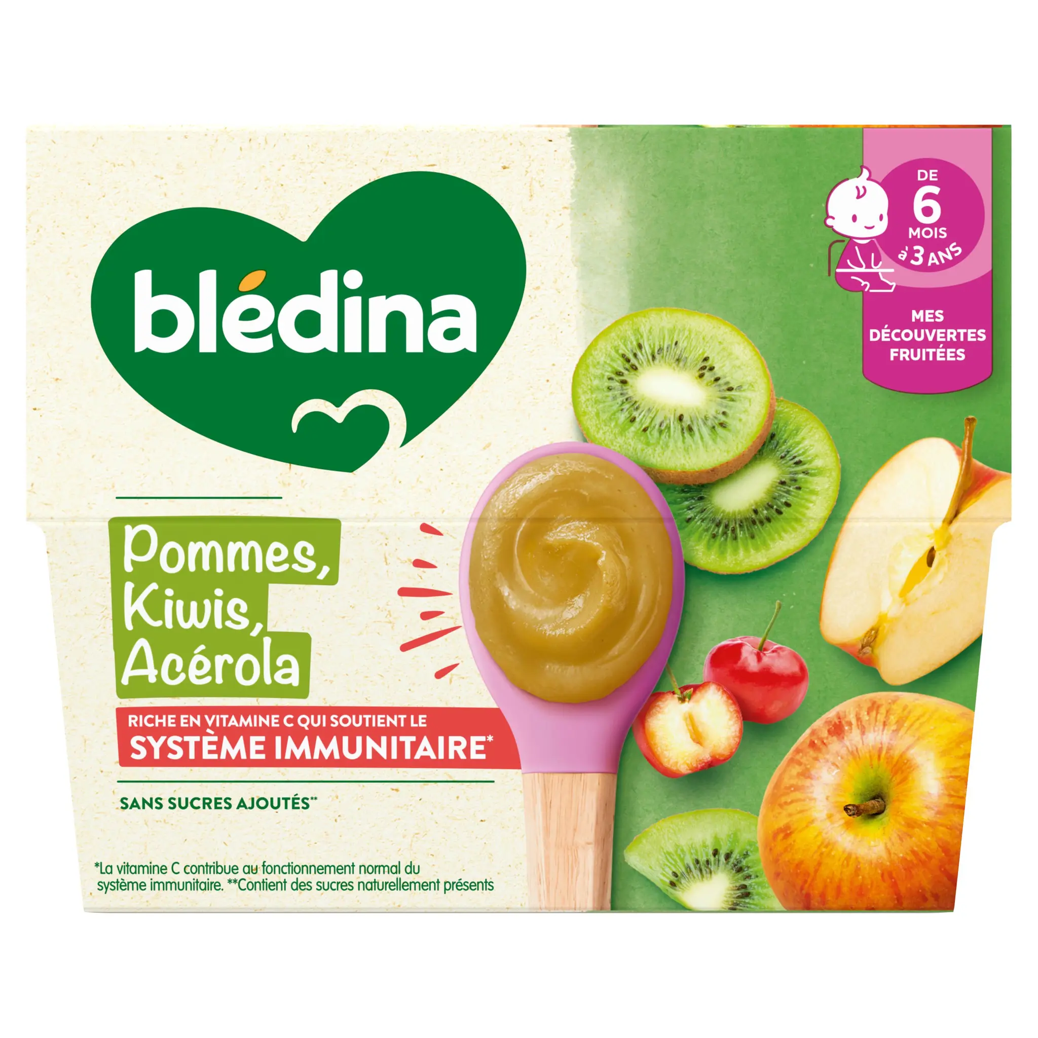 BLEDINA Petit pot dessert pomme kiwi acérola dès 6 mois
