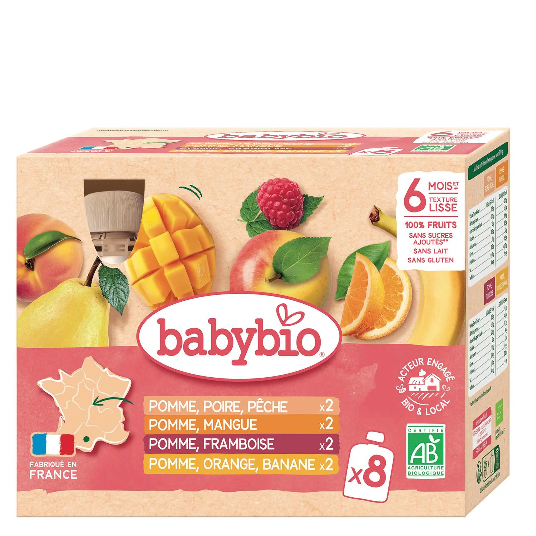 BABYBIO Compote pommes framboises bio dès 6 mois