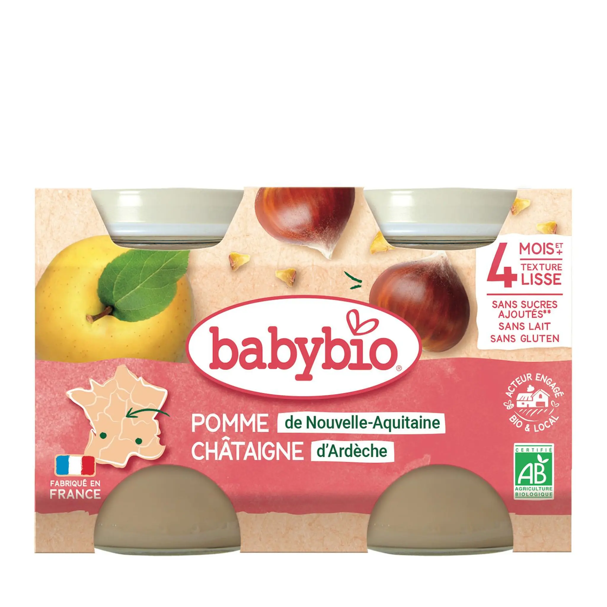 BABYBIO Petit pot dessert pomme châtaigne bio dès 6 mois