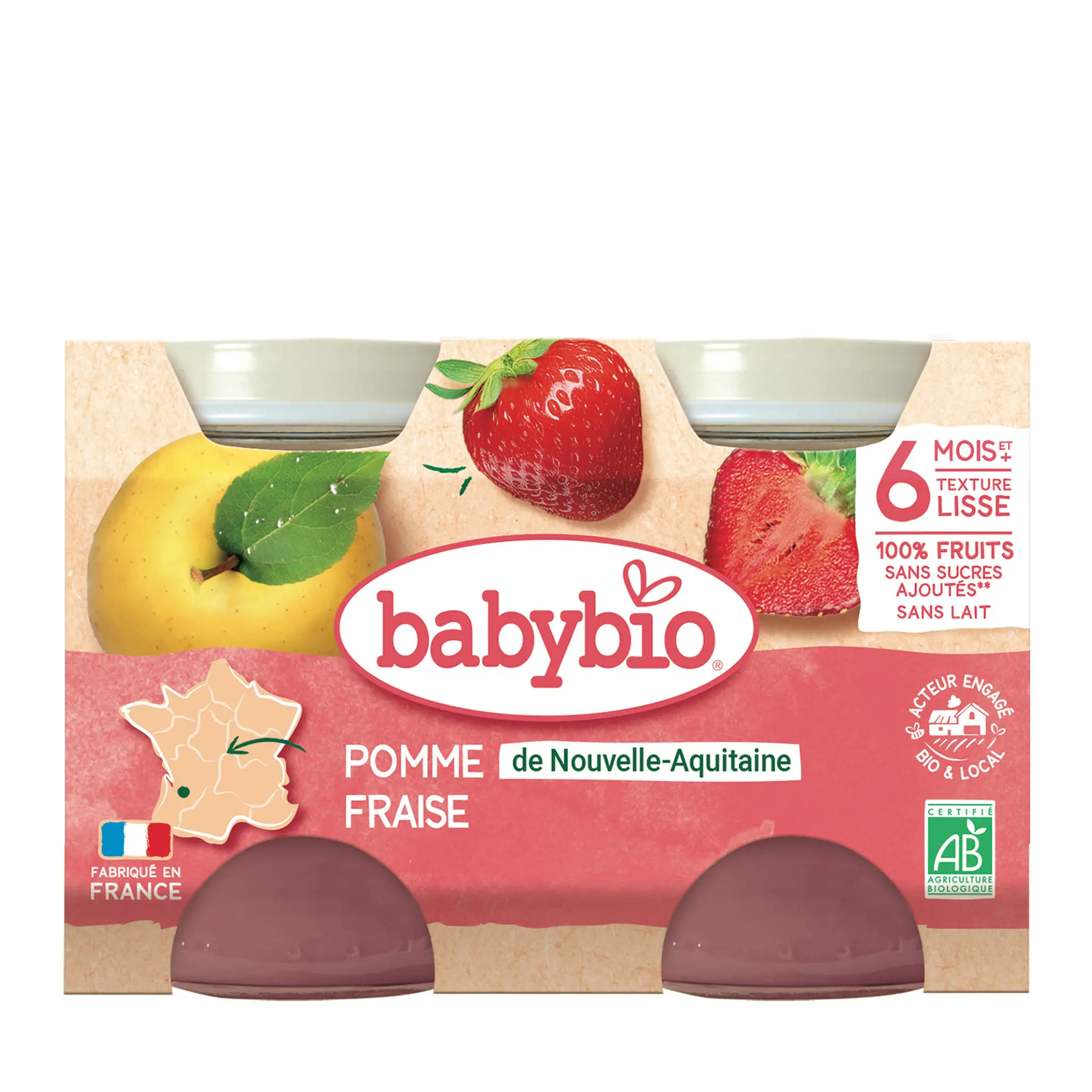 BABYBIO Petit pot dessert pomme fraise bio dès 6 mois