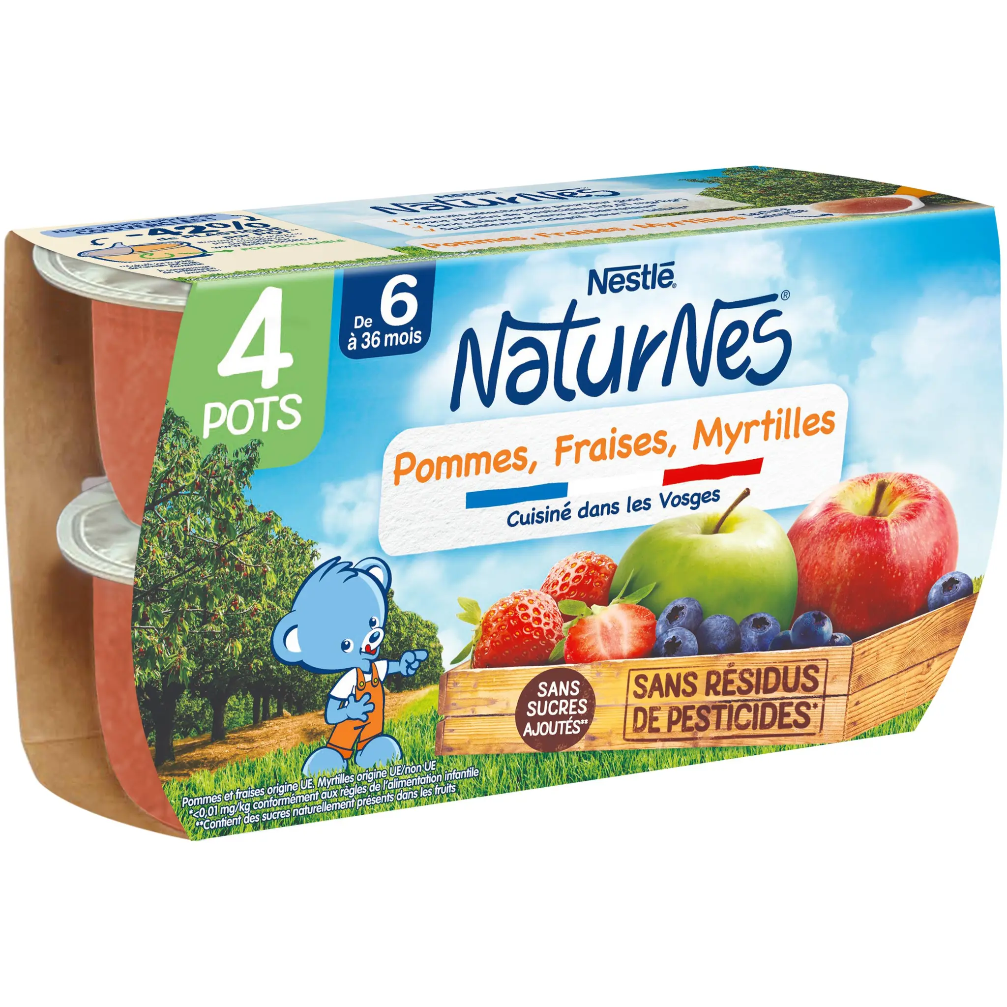 NESTLE Naturnes Petit pot dessert pomme fraise myrtille dès 6 mois
