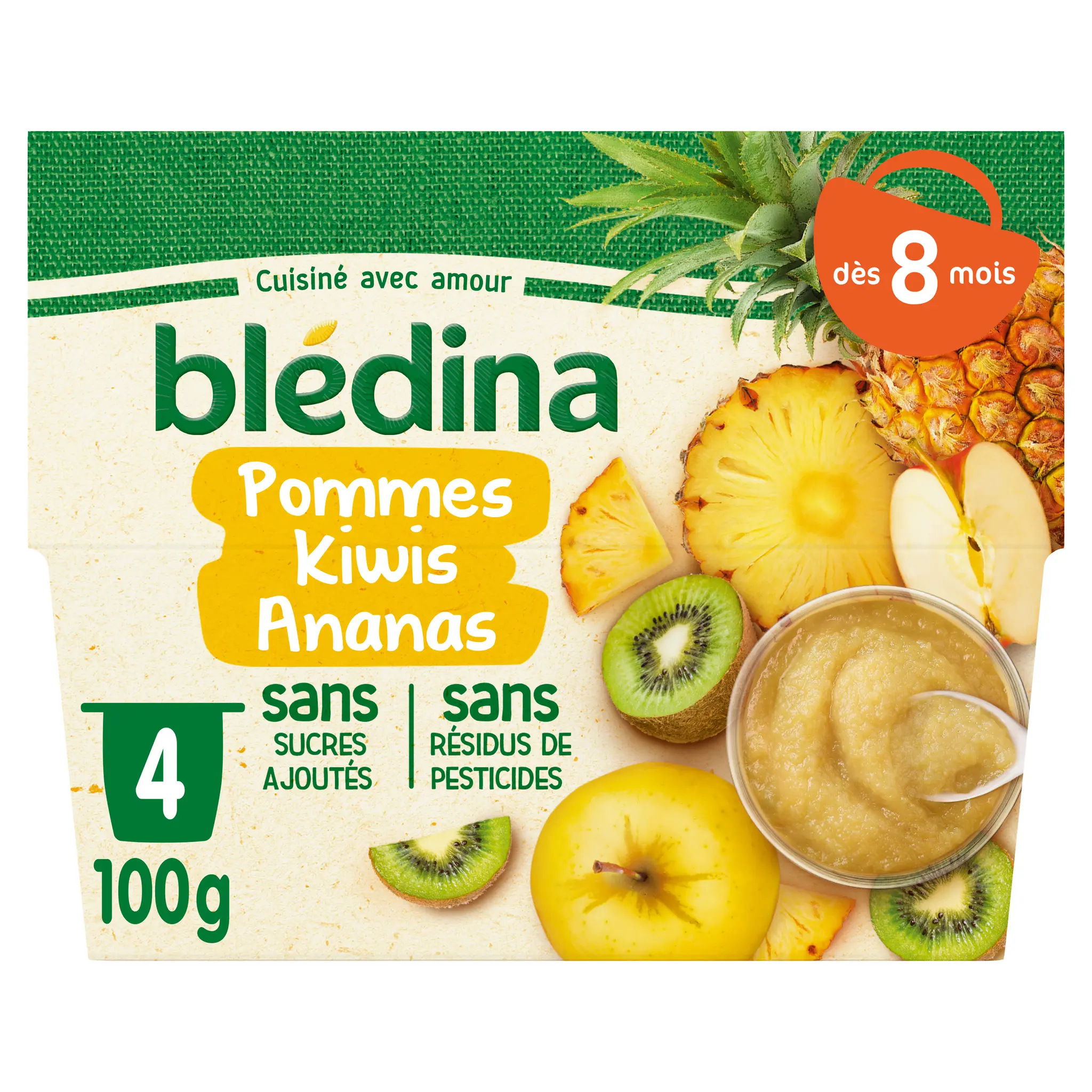 BLEDINA Petit pot dessert pommes kiwis et ananas dès 8 mois