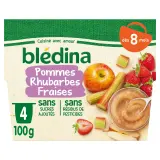 BLEDINA Petit pot dessert pomme rhubarbes et fraises dès 8 mois