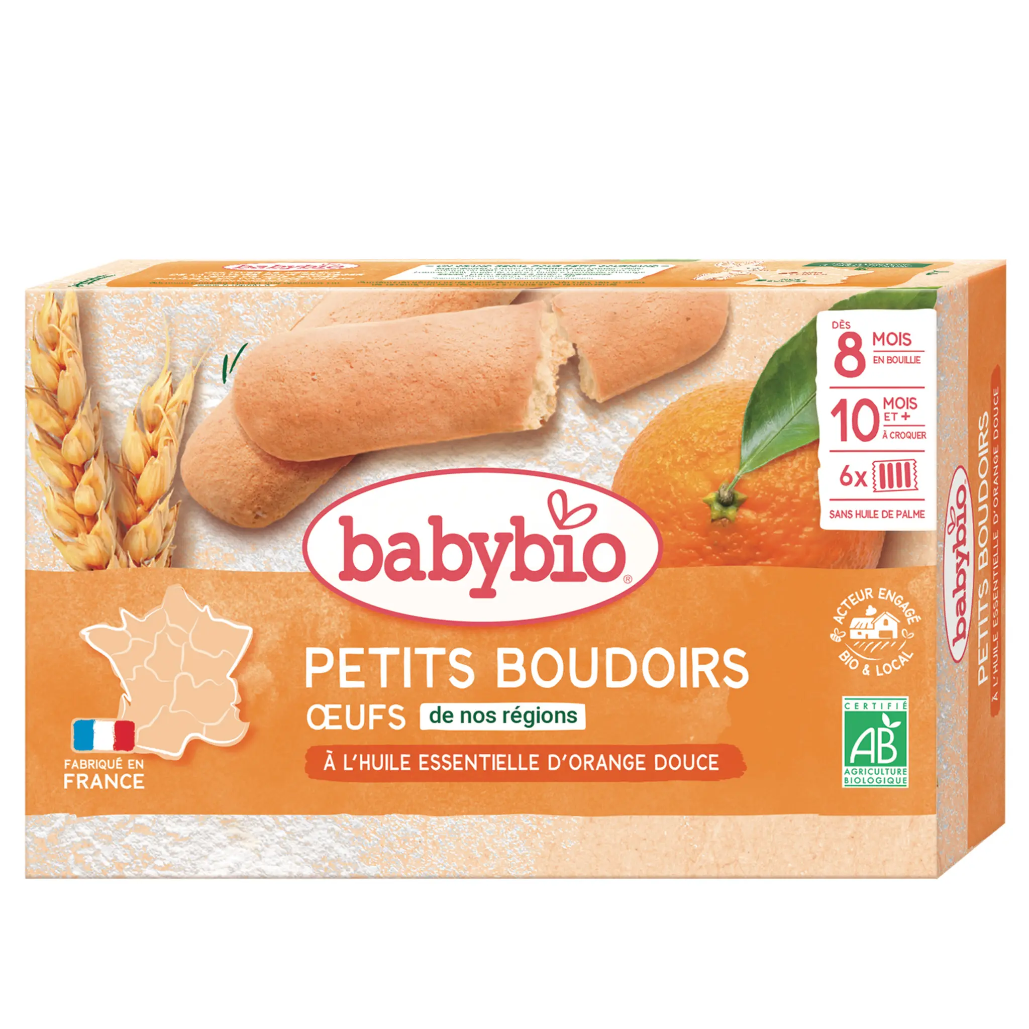 BABYBIO Petits boudoirs à l'huile essentielle d'orange douce bio dès 8 mois