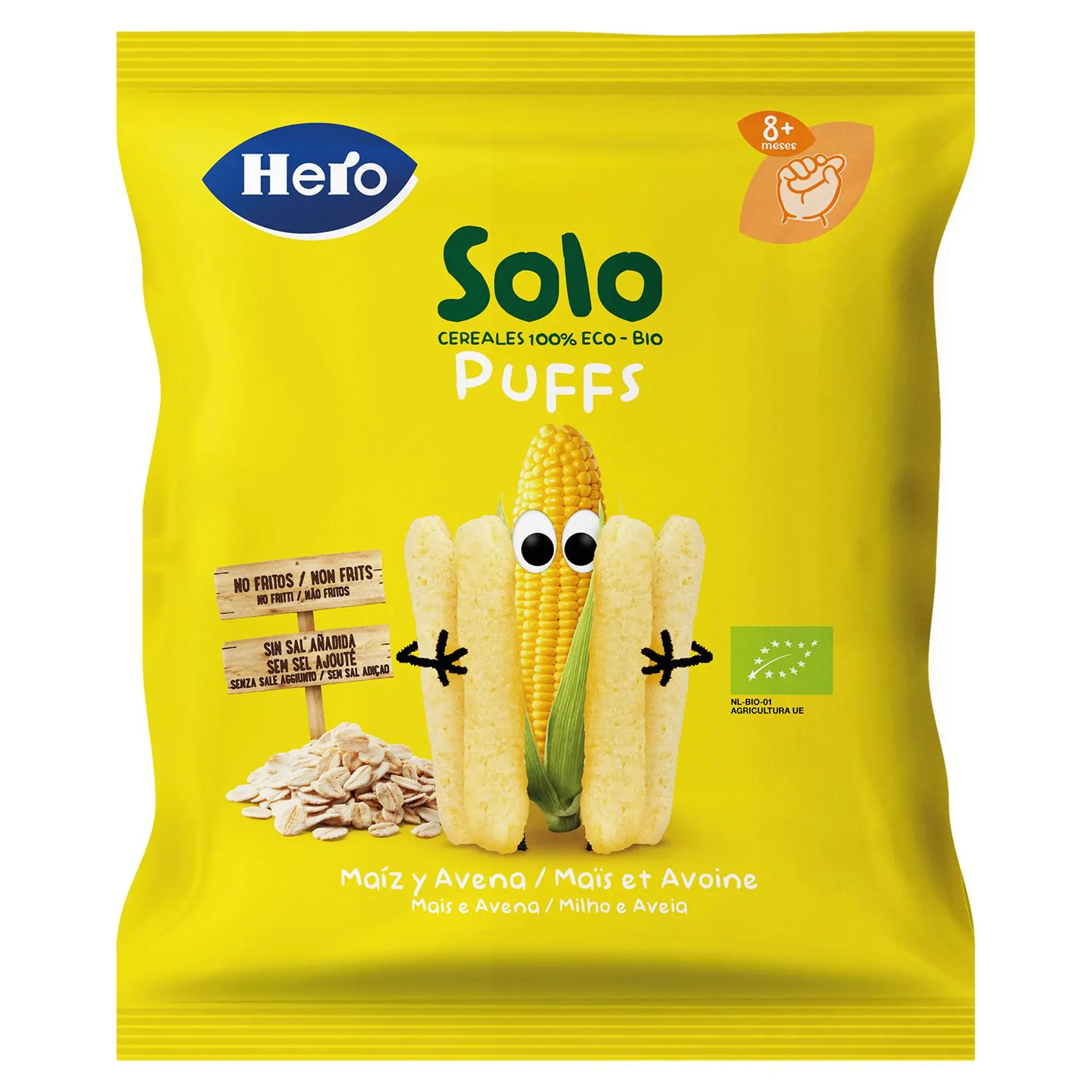 HERO Solo puffs Snack au maïs et à l'avoine bio dès 8 mois