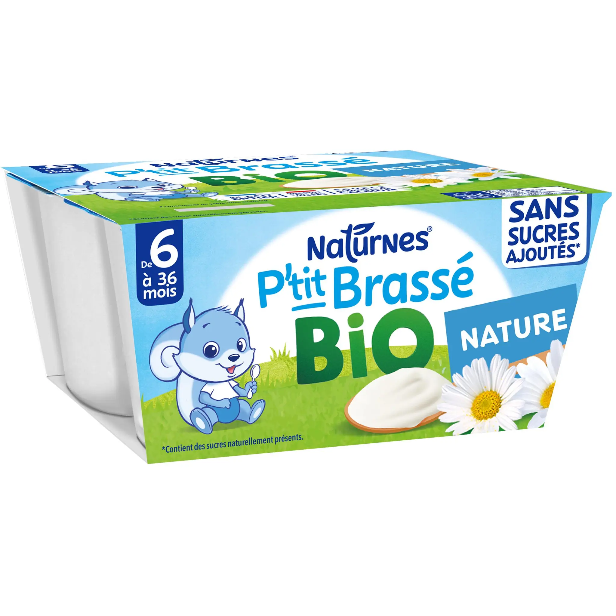 NESTLE P'tit brassé dessert lacté nature bio dès 6 mois