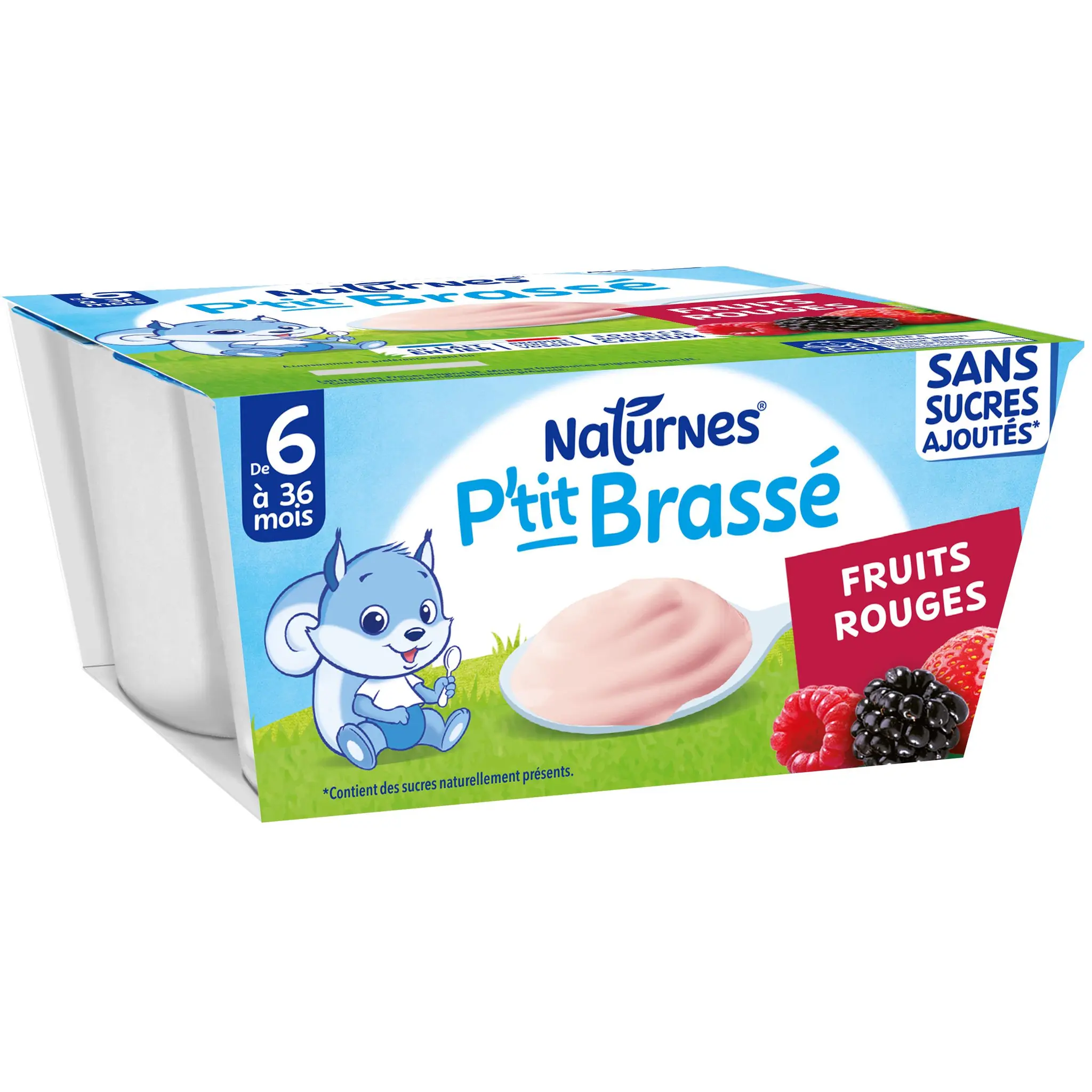 NATURNES P'tit brassé dessert lacté aux fruits rouges sans sucres ajoutés dès 6 mois
