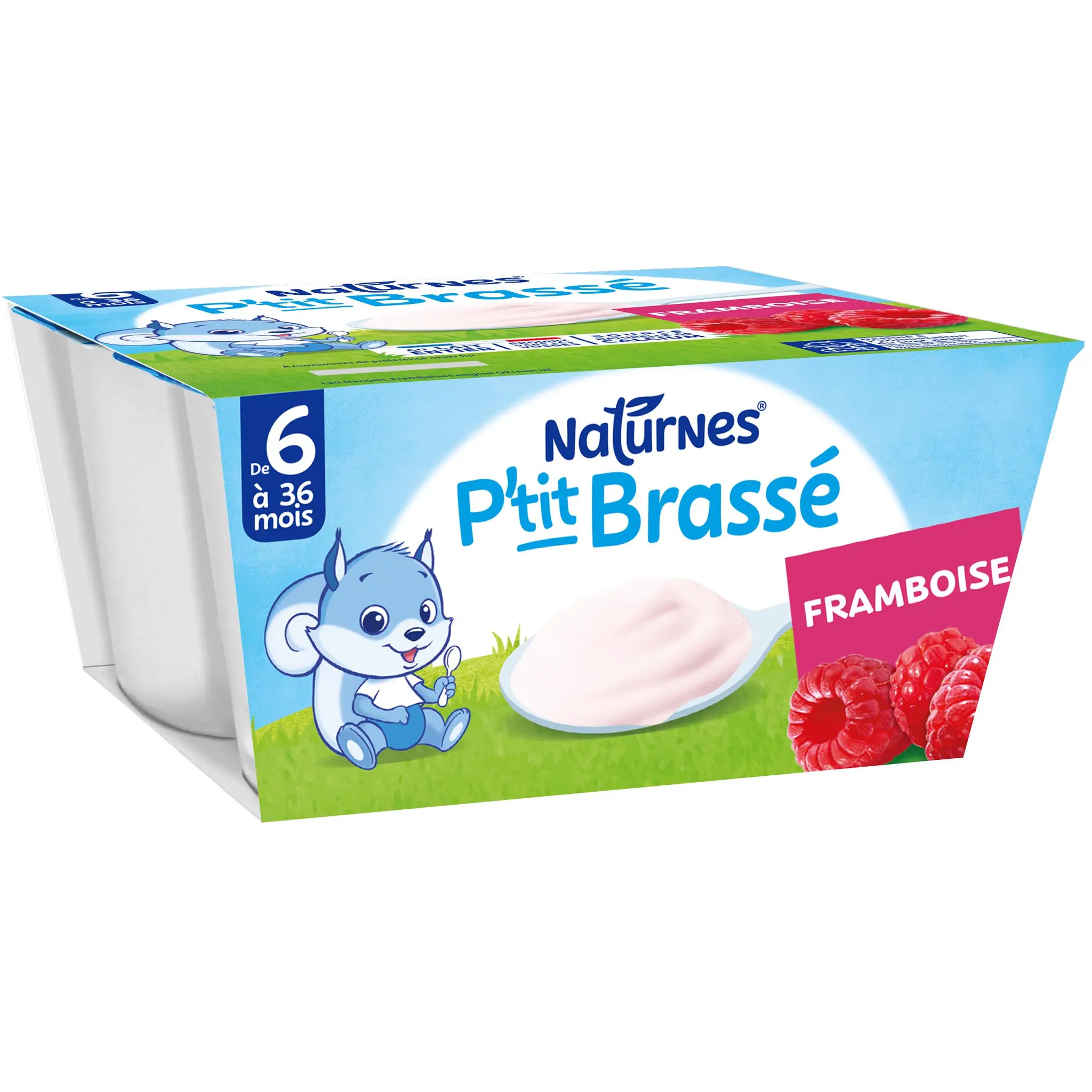 NATURNES P'tit brassé petit pot dessert lacté framboise dès 6 mois