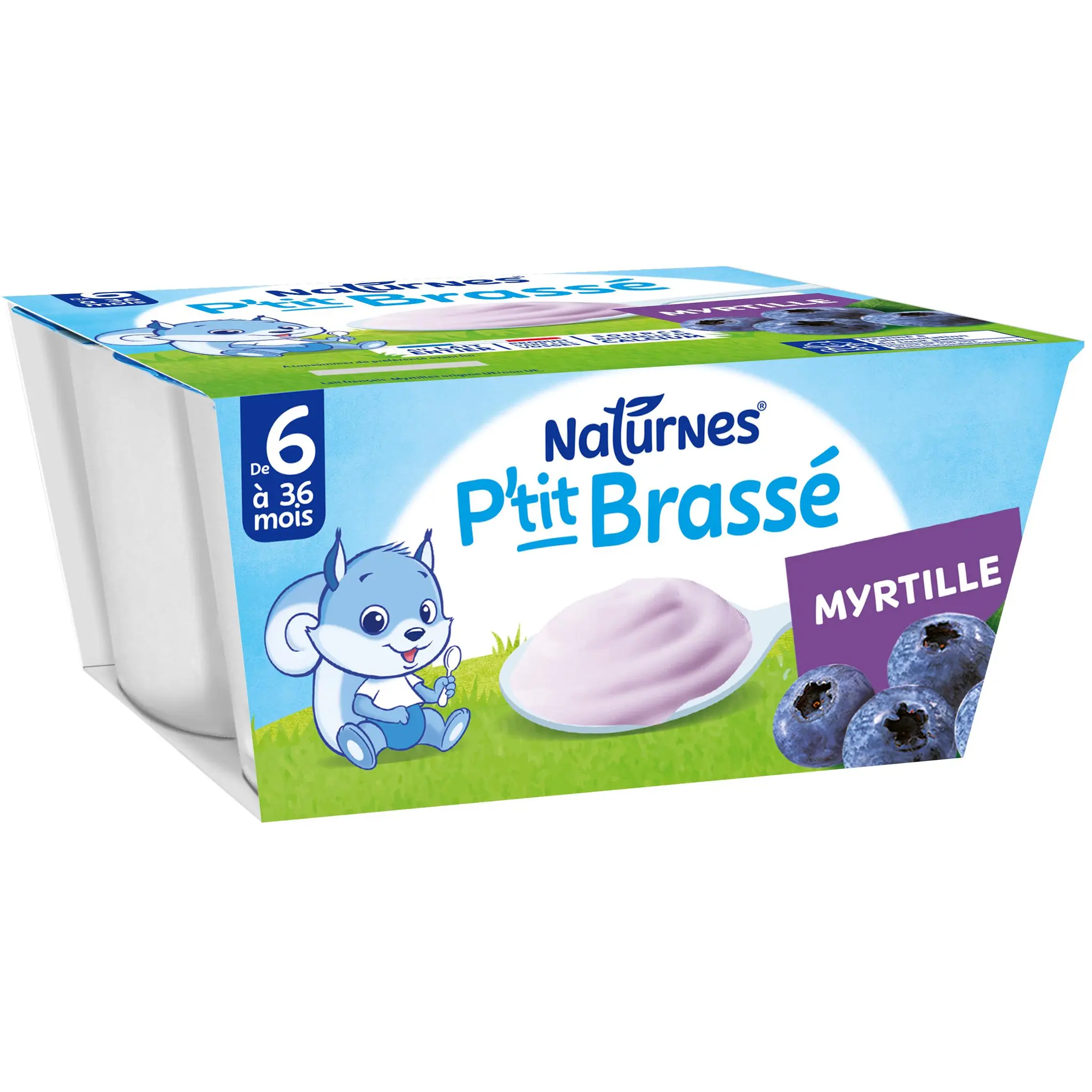 NATURNES P'tit brassé petit pot dessert lacté à la myrtille dès 6 mois