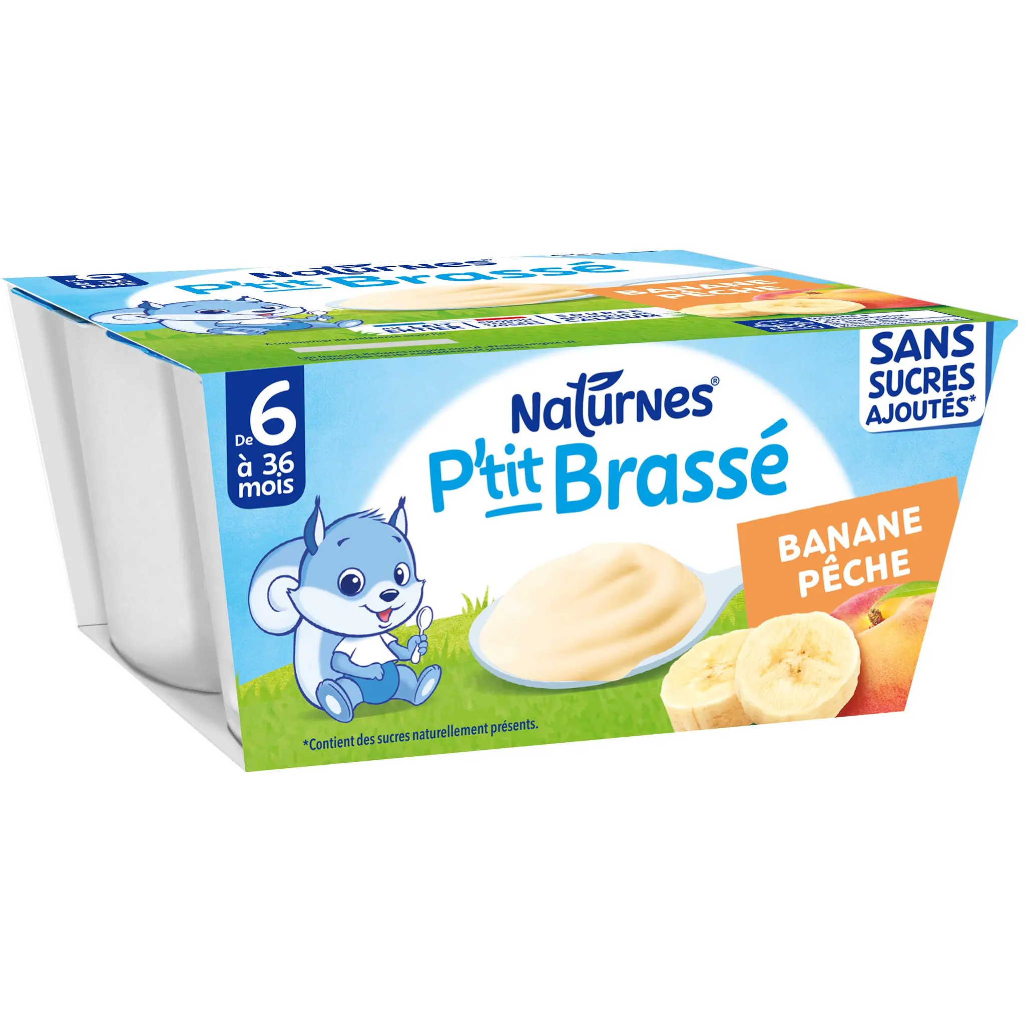 NATURNES P'tit brasse saveur banane pêche sans sucres ajoutés dès 6mois