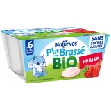 NATURNES BIO P'tit brassé petit pot dessert lacté fraise bio dès 6 mois