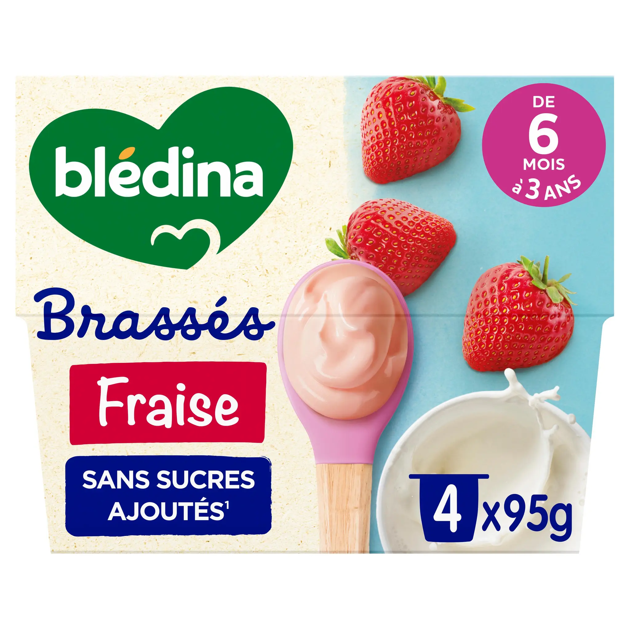 BLEDINA Yaourts brassés bébé fraise dès 6 mois