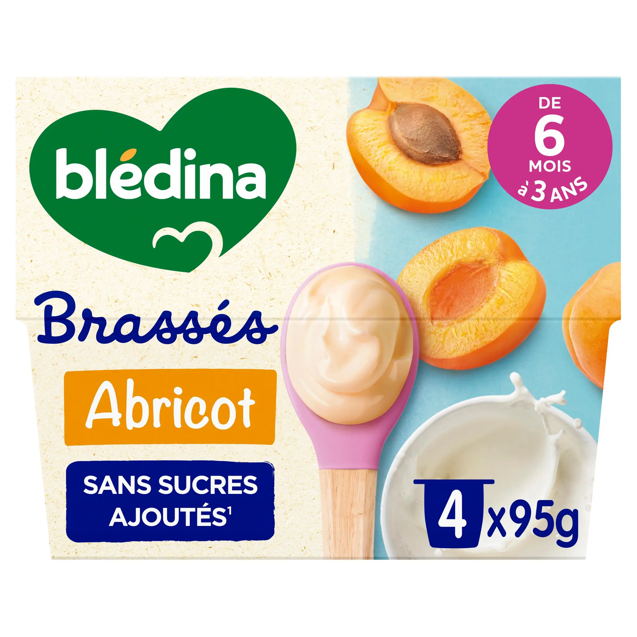 BLEDINA Yaourts brassés saveur abricot dès 6 mois