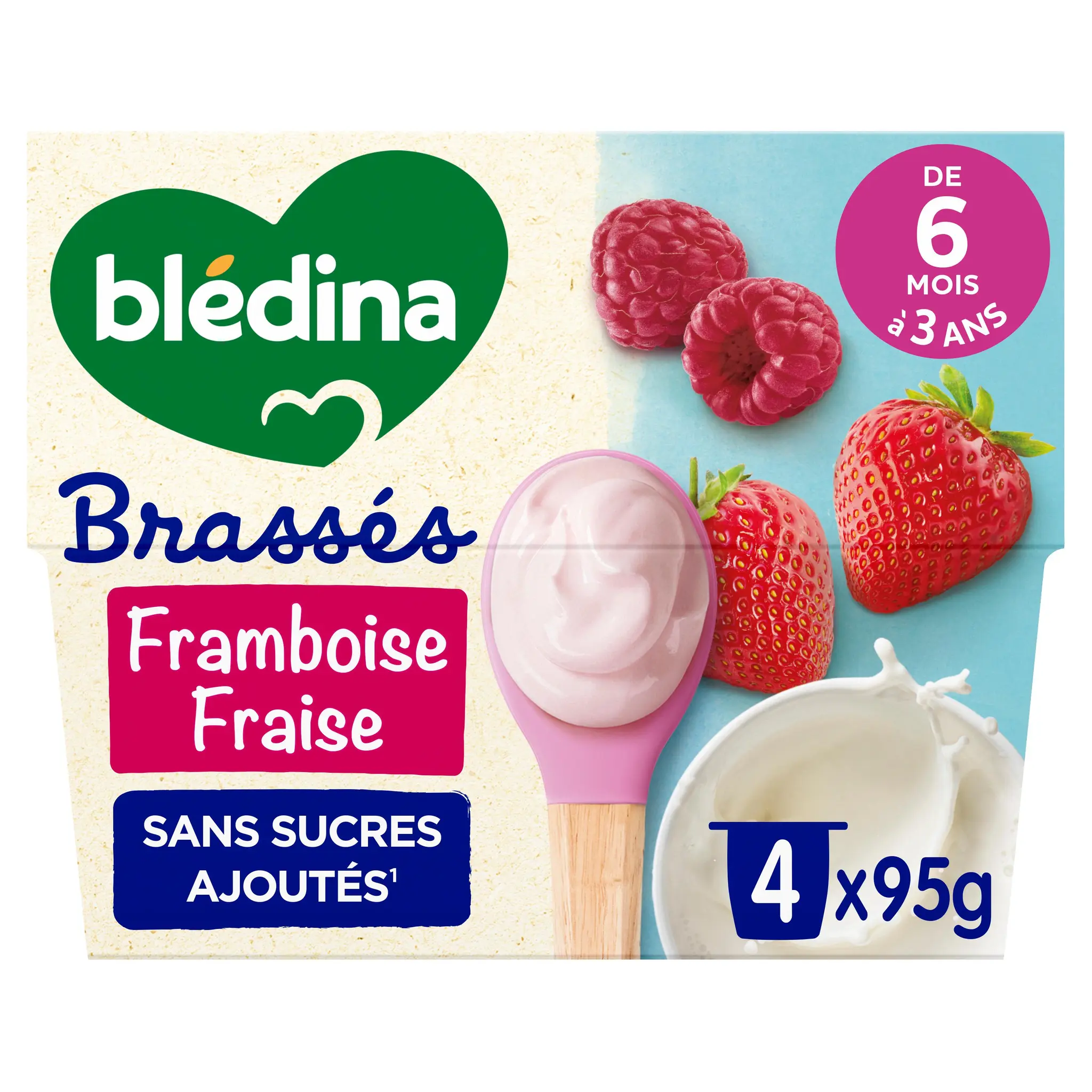 BLEDINA Yaourts brassés bébé framboise fraise dès 6 mois