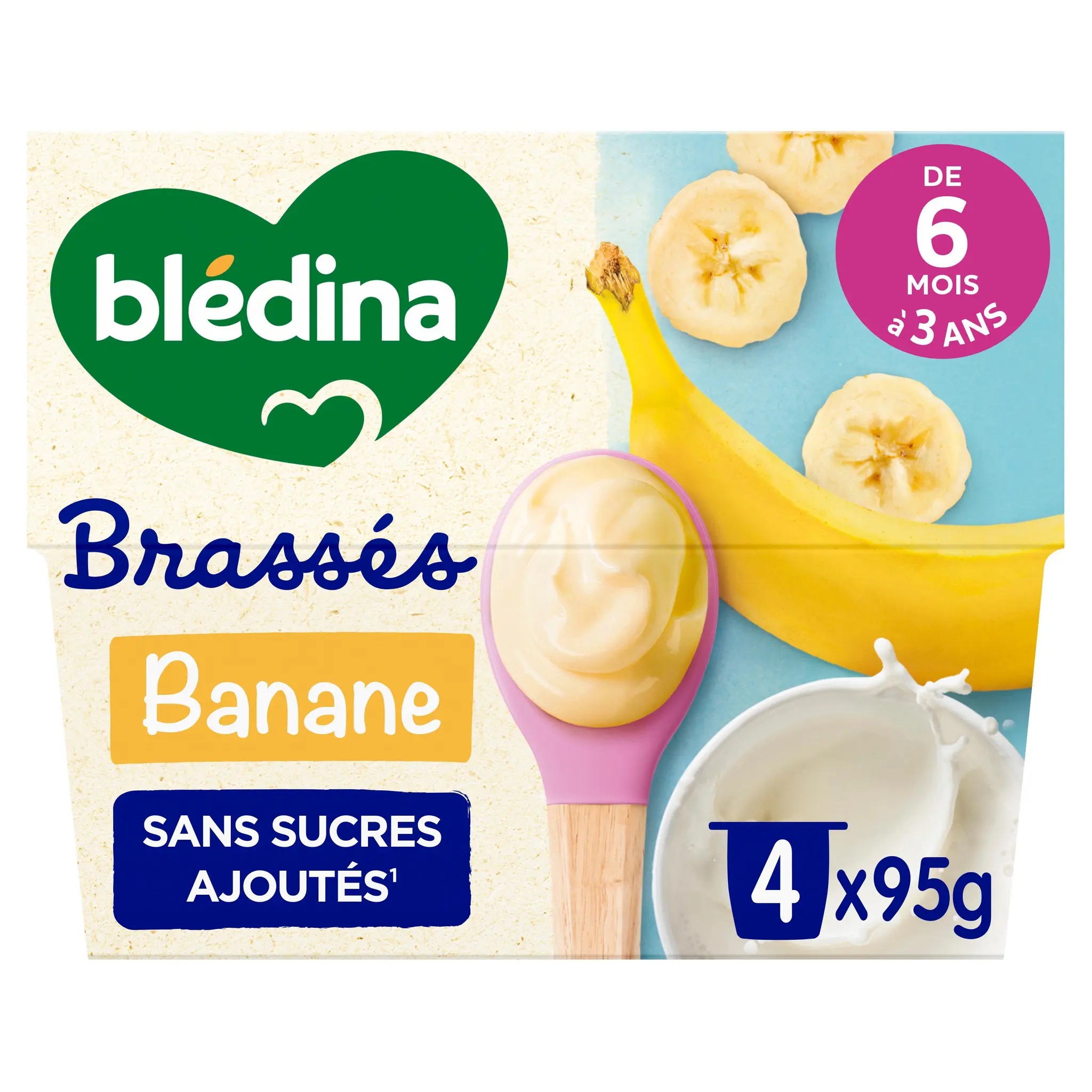 BLEDINA Yaourts brassés bébé banane dès 6 mois