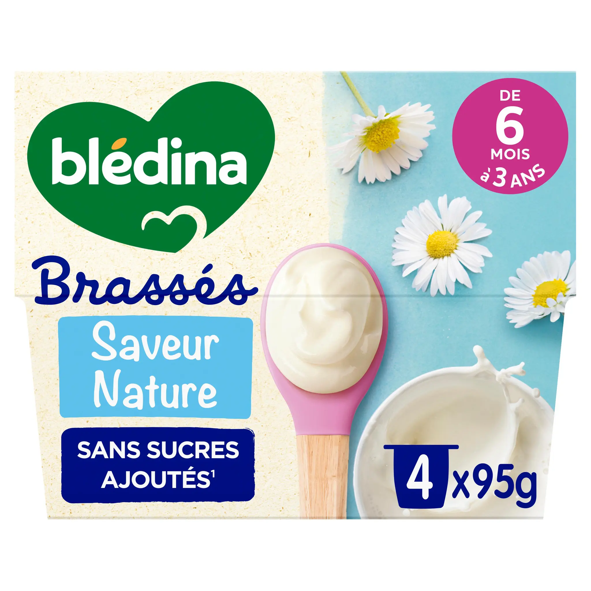 BLEDINA Yaourts Brassés saveur nature dès 6 mois