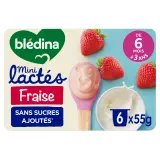 BLEDINA Mini lactés petit pot dessert à la fraise dès 6 mois