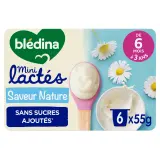 BLEDINA Mini lactés pot dessert nature sans sucres ajoutés dès 6 mois