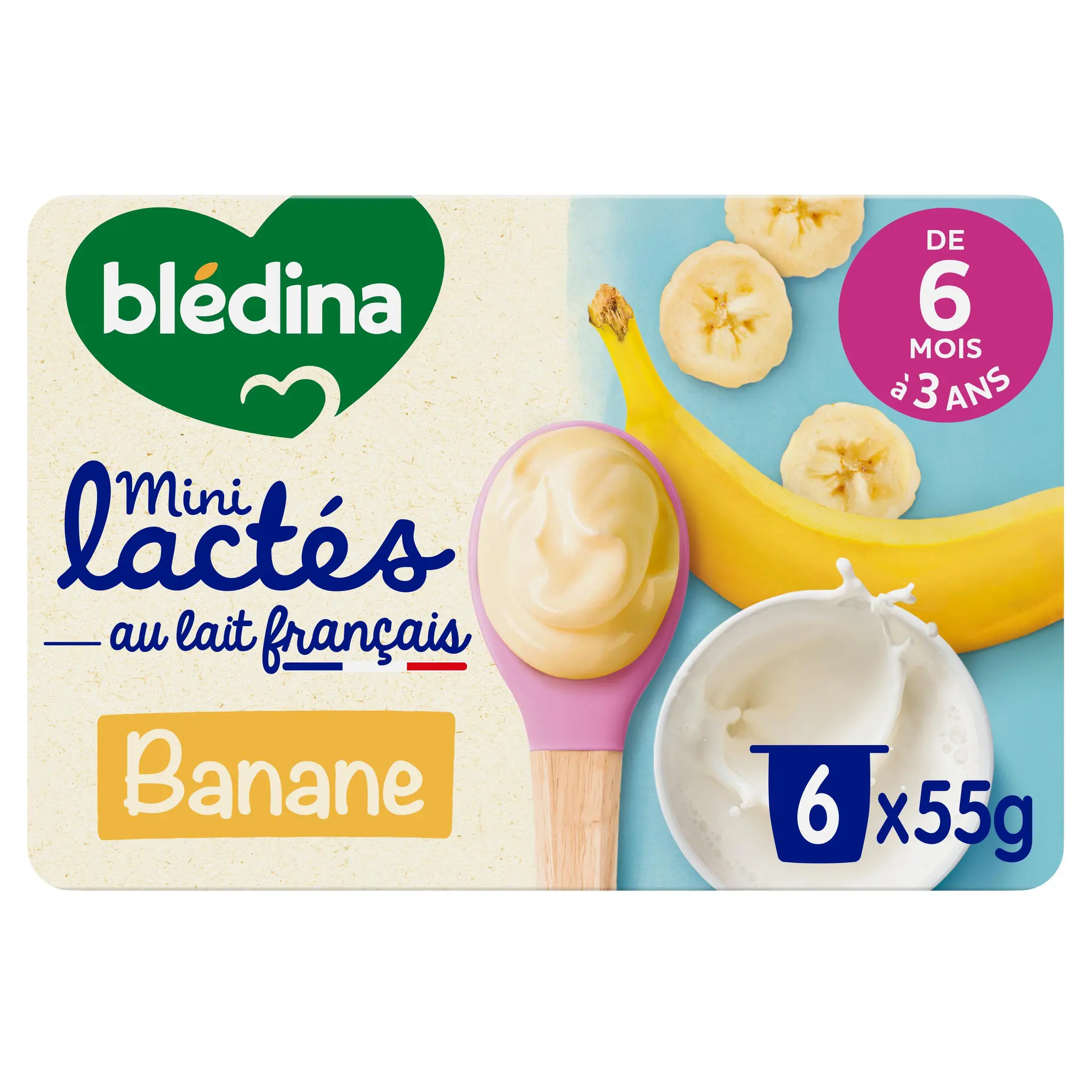 BLEDINA Mini lactés petit pot dessert à la banane dès 6 mois
