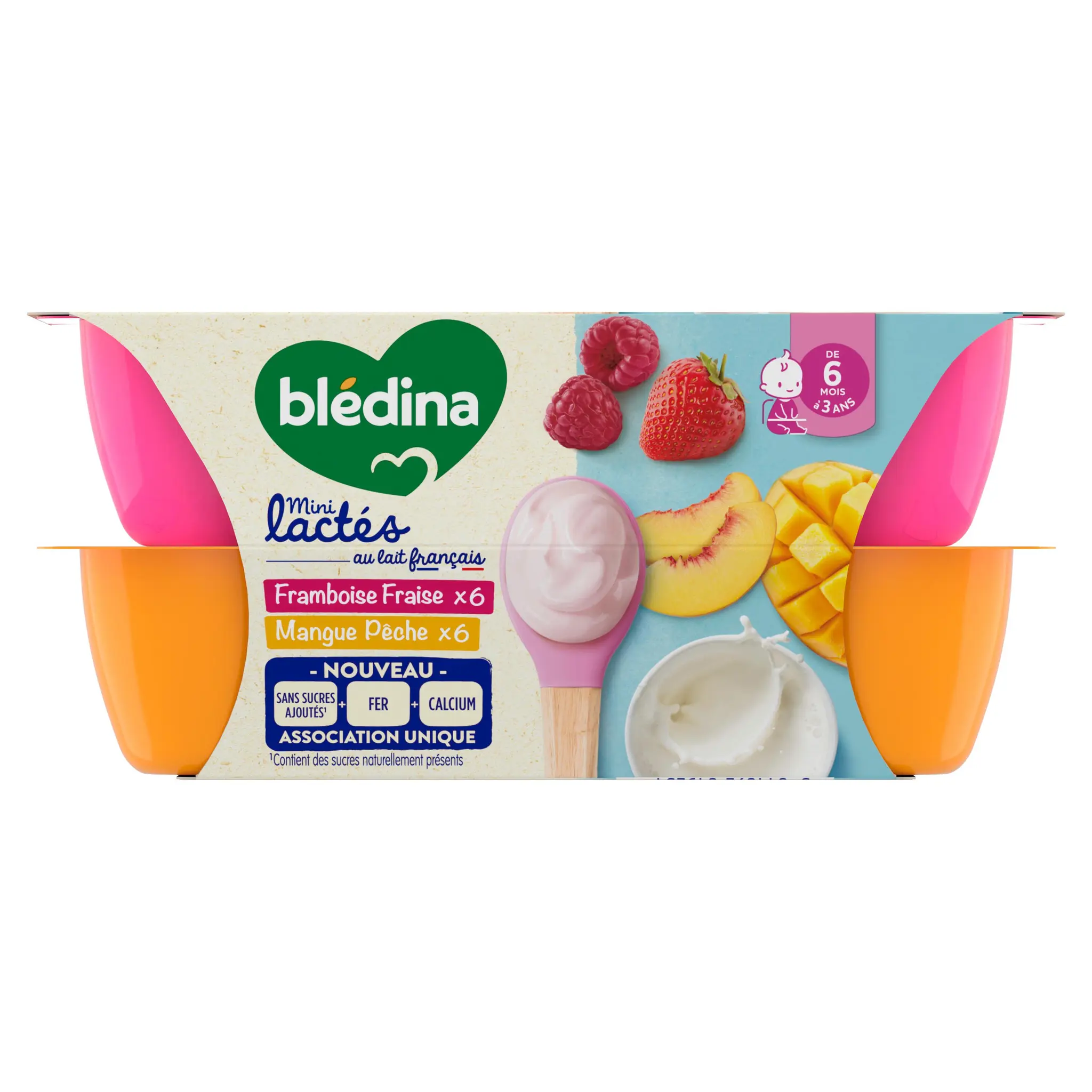 BLEDINA Dessert lactés bébé fraise framboise mangue pêche dès 6 mois