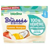 BLEDINA Les brassés 100 % végétal au lait de coco pomme mangue dès 6 mois