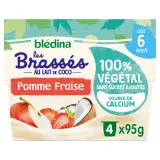 BLEDINA Les brassés petit pot dessert au lait de coco pomme fraise dès 6 mois