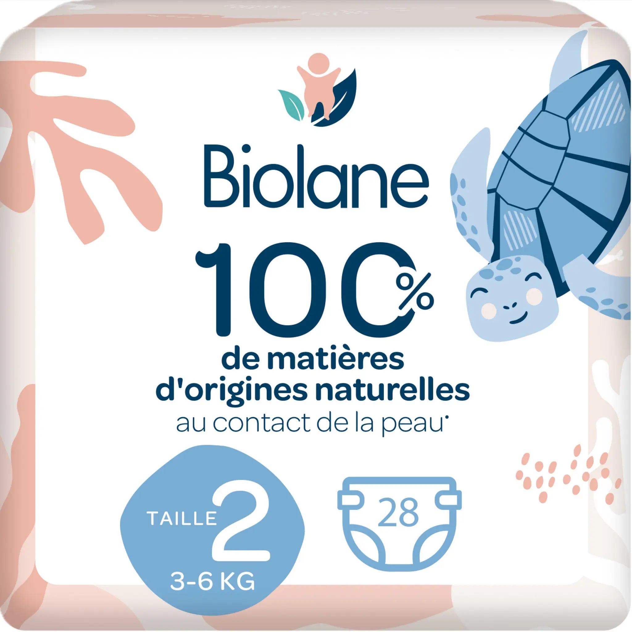 BIOLANE Couches naturelles zéro fuite 12h taille 2 (3 à 6kg)
