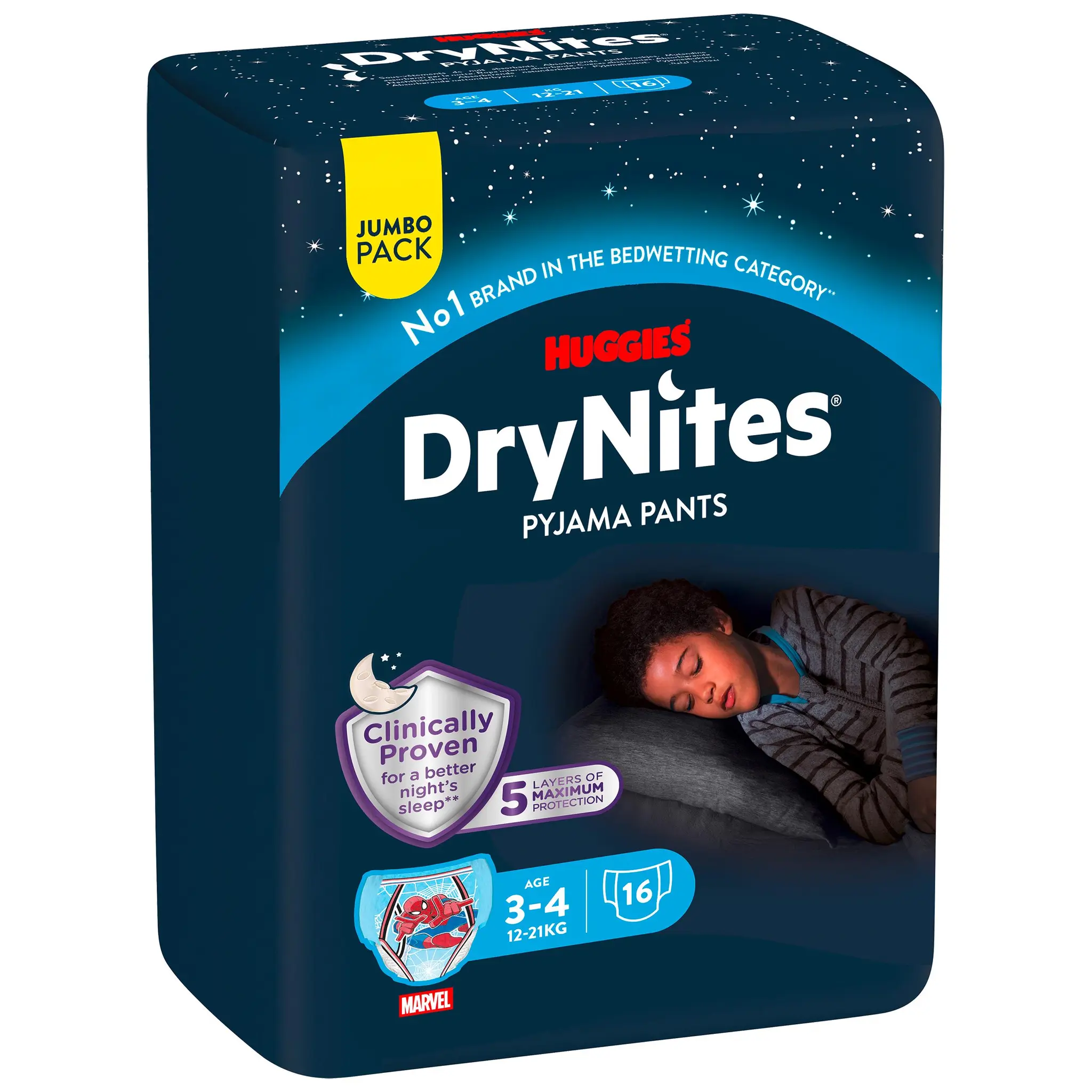 HUGGIES Drynites sous vêtements de nuit absorbants pour garçons 3-4 ans (12-21kg)