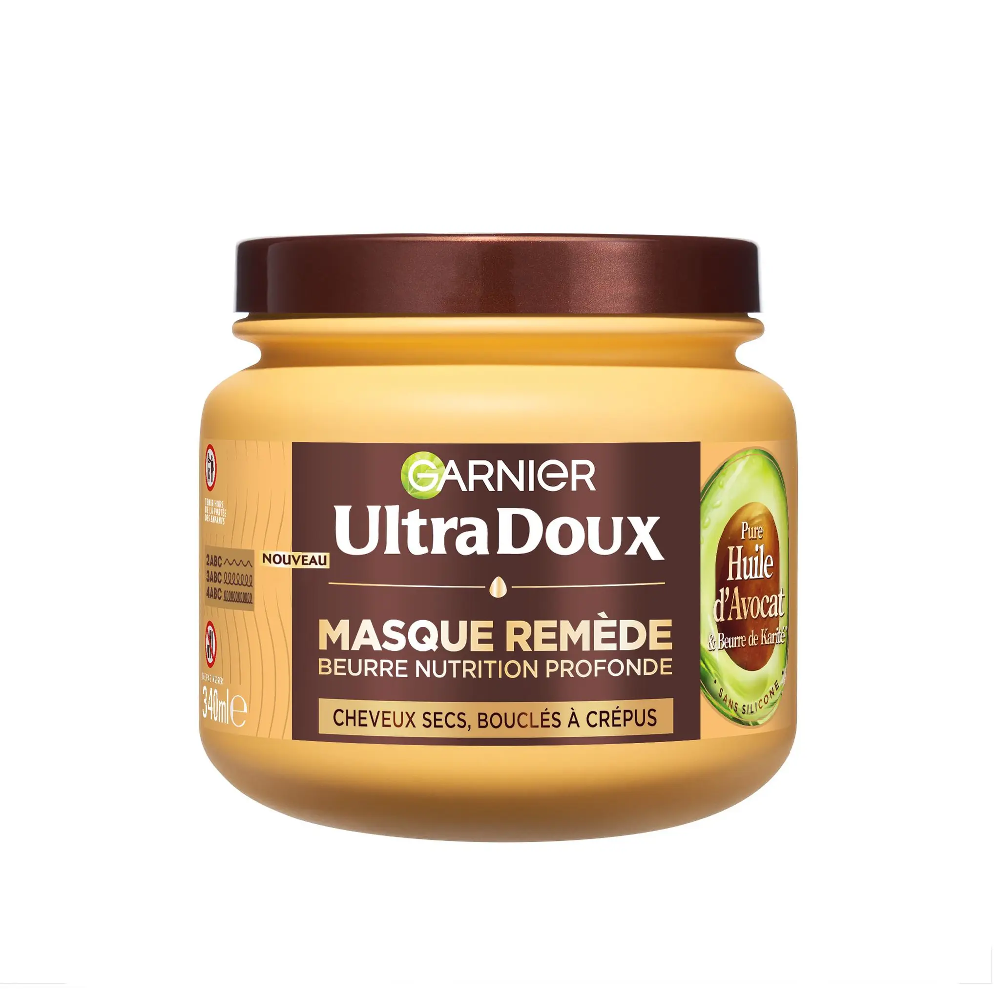 GARNIER ULTRA DOUX Masques cheveux bouclés frisés remède nutrition intense huile d'avocat