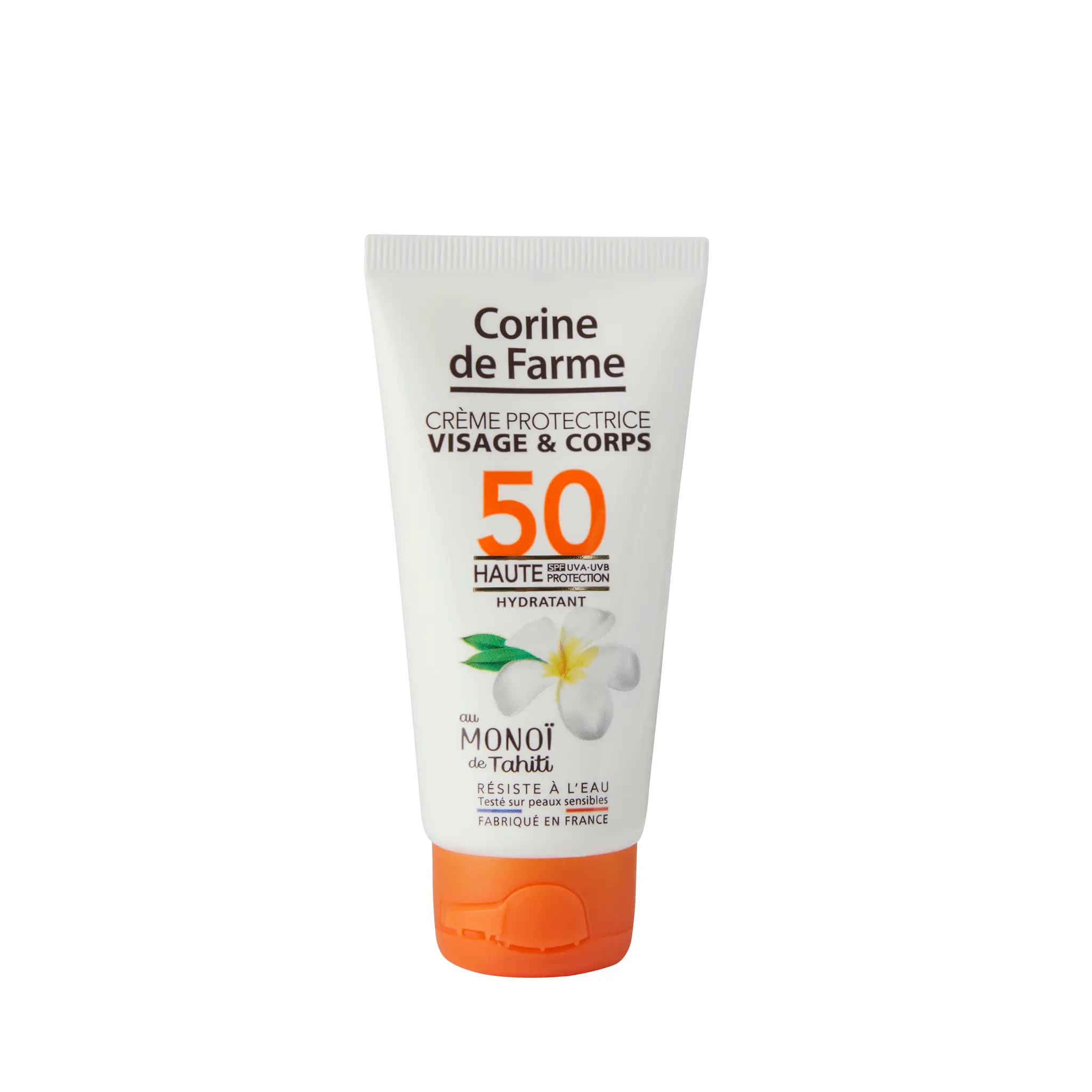 CORINE DE FARME Crème protectrice solaire visage & corps résiste à l'eau SPF50 UVA UVB au monoï de Tahiti