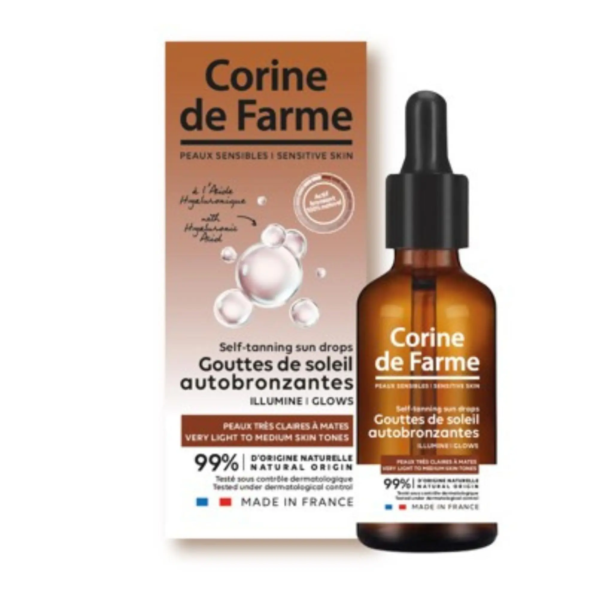CORINE DE FARME Gouttes de soleil autobronzantes peaux très claires à mates