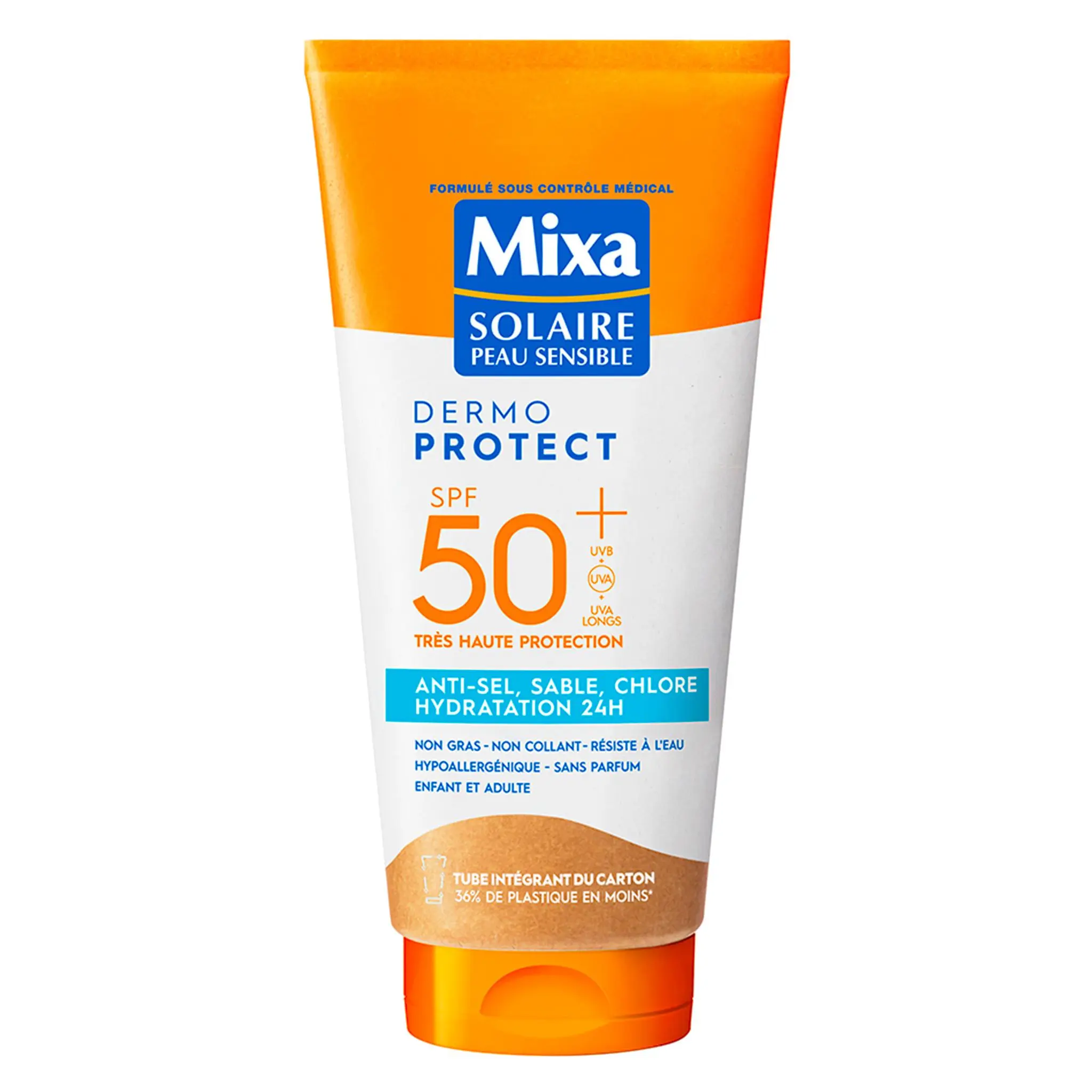 MIXA Lait protection solaire SPF50+ anti-sel sable chlore hydratation 24h