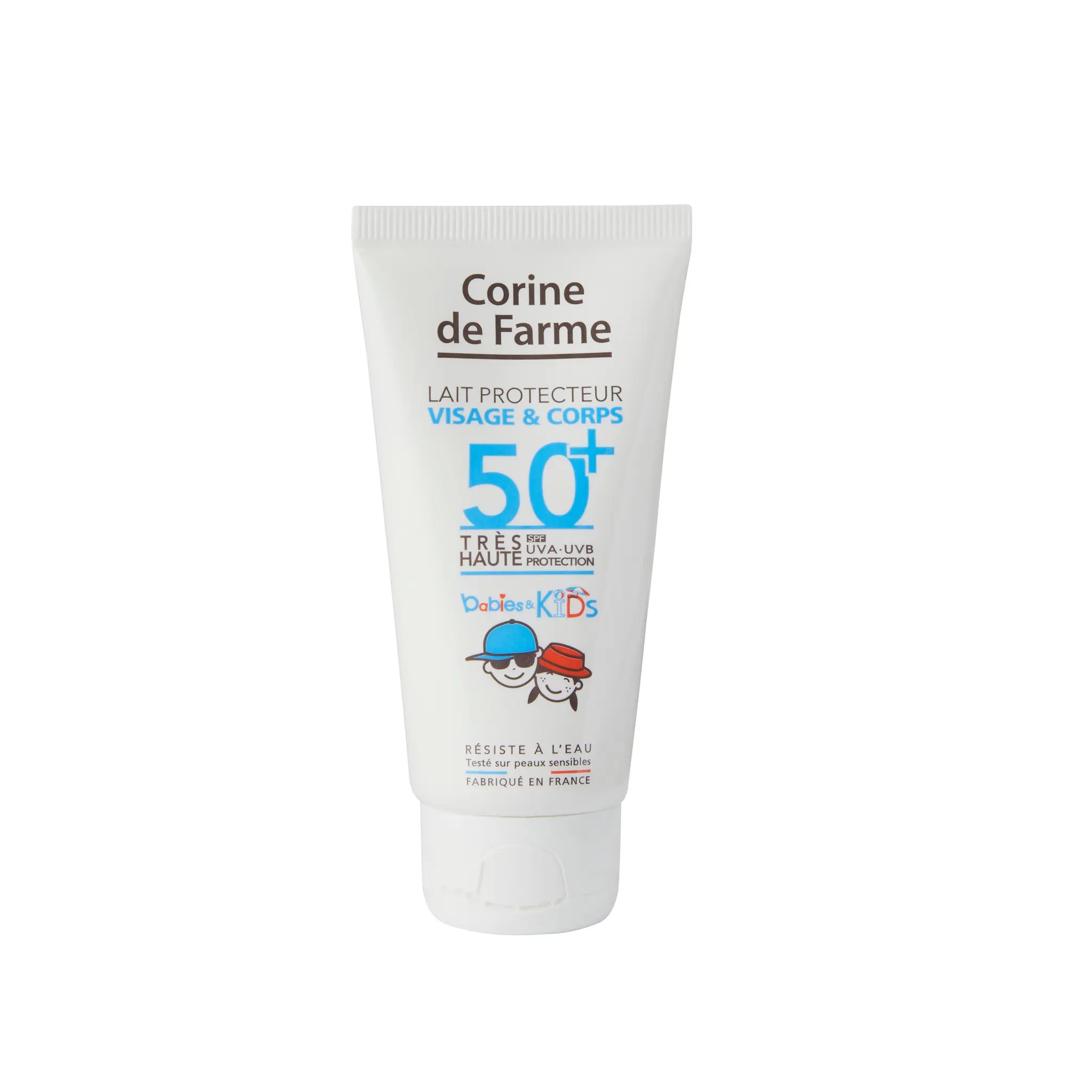 CORINE DE FARME Lait protecteur solaire visage & corps enfants résiste à l'eau SPF50+ UVA UVB