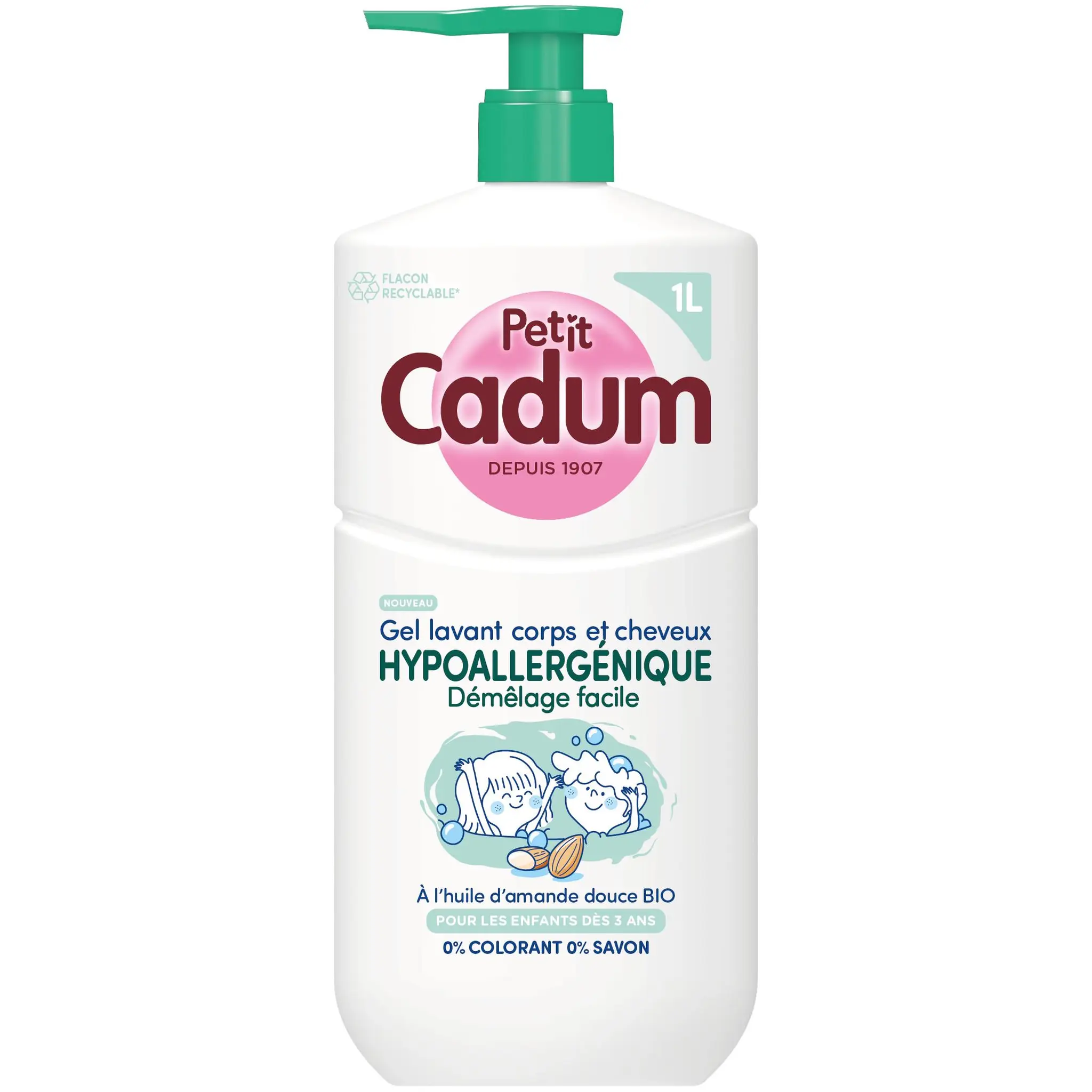 CADUM Gel lavant corps et cheveux hypoallergénique démêlage facile