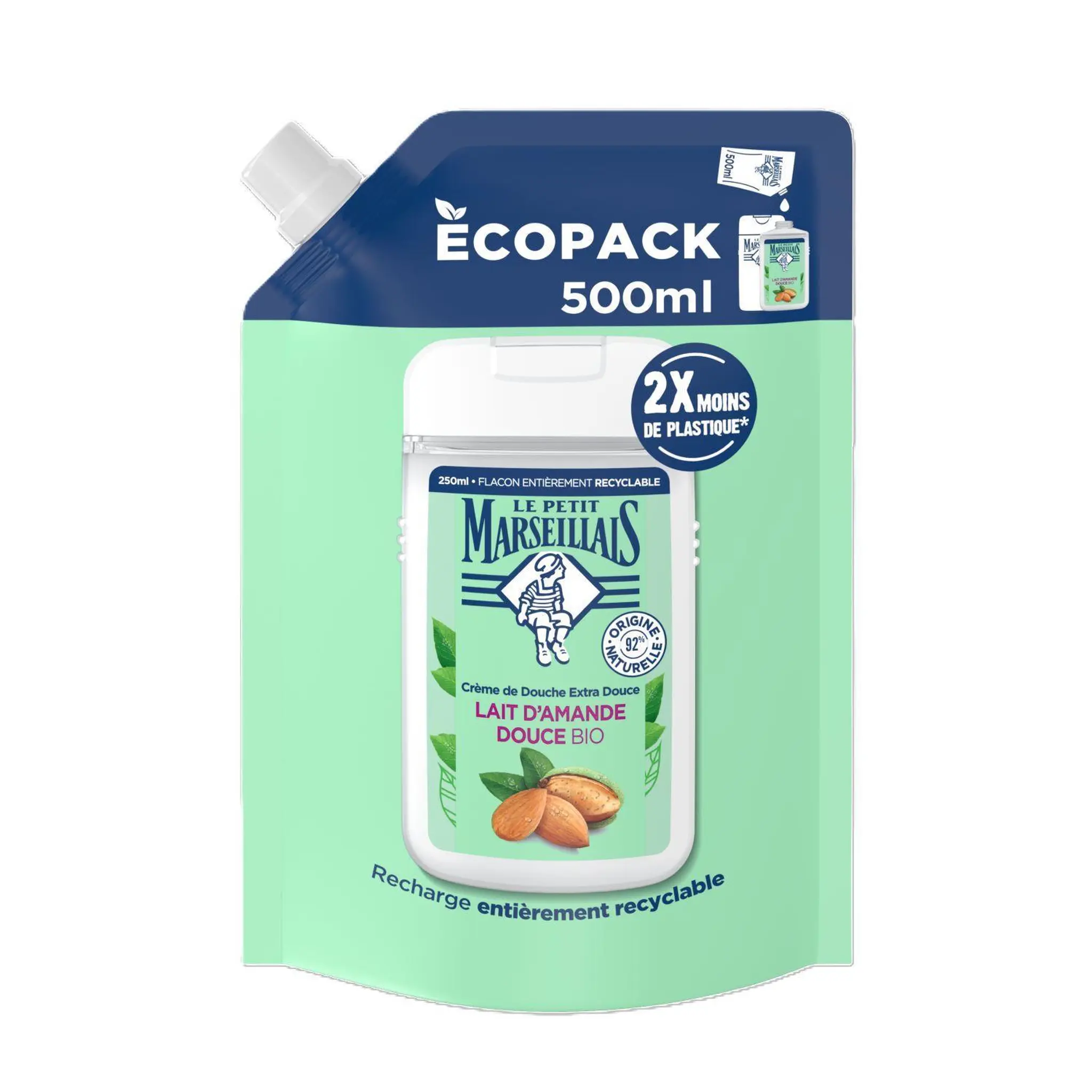 LE PETIT MARSEILLAIS Recharge crème de douche extra douce lait d'amande bio