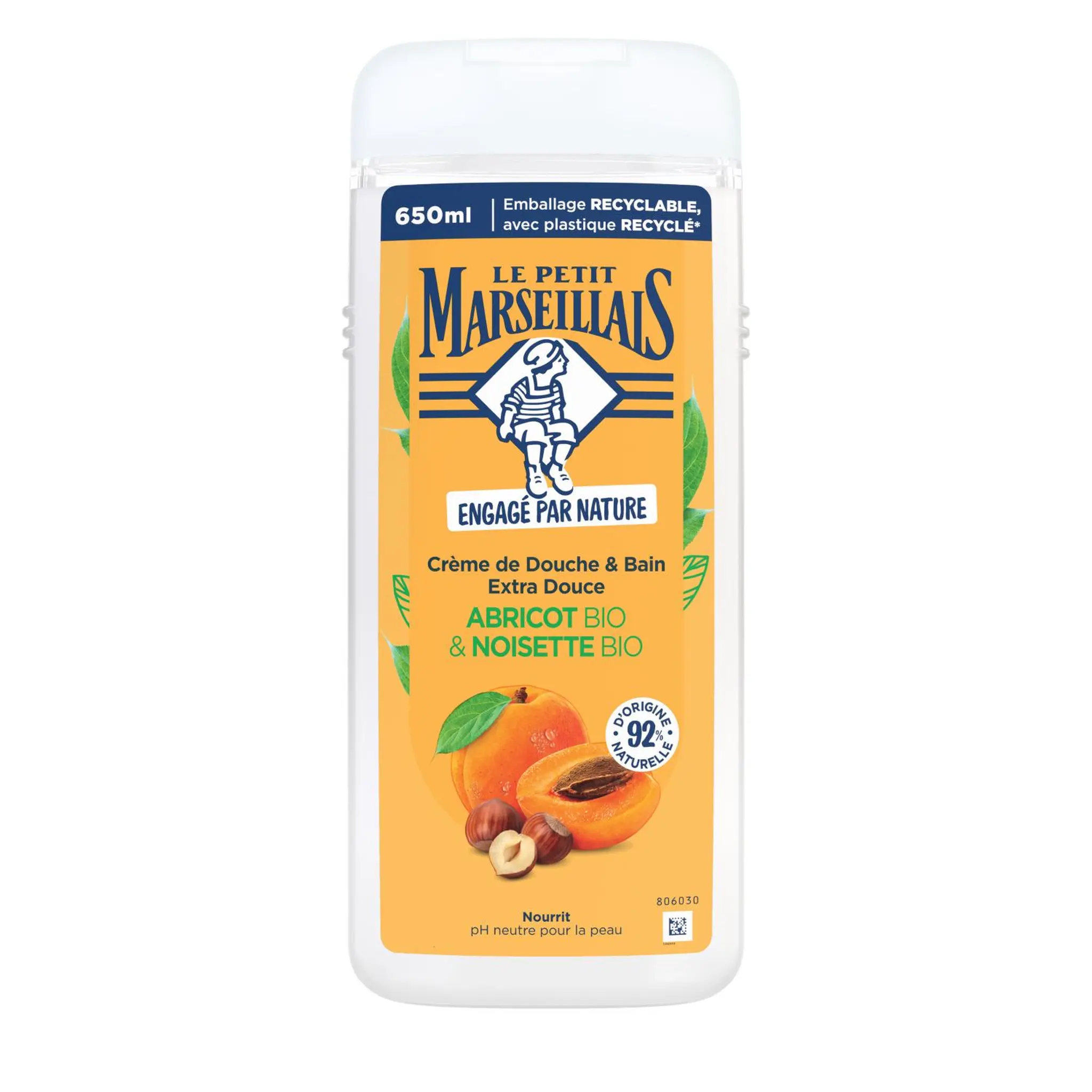 LE PETIT MARSEILLAIS Crème de douche & bain extra douce abricot bio et noisette bio