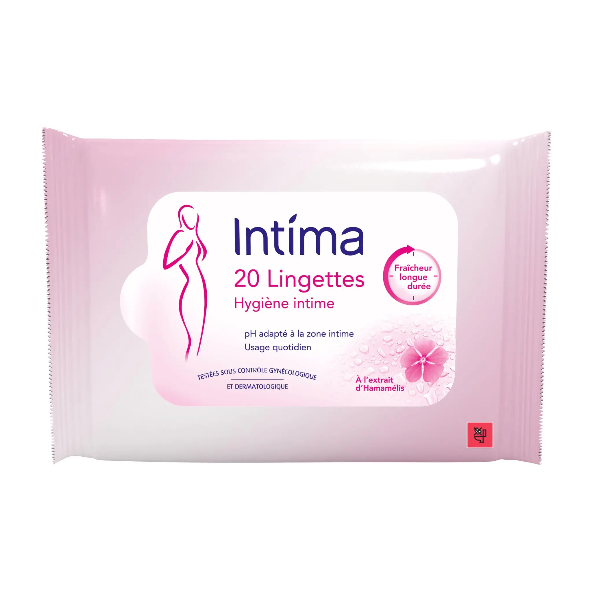 INTIMA Lingettes hygiène intime fraîcheur longue durée à l'extrait d'hamamélis