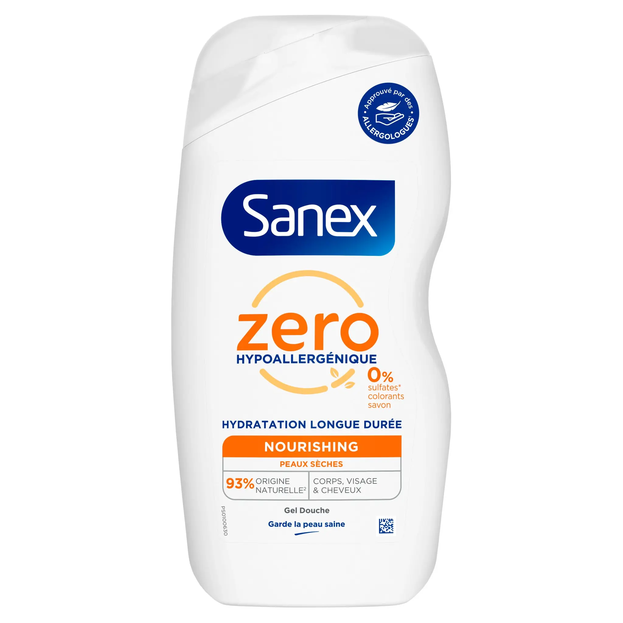 SANEX Gel douche zéro hypoallergénique nourrissant peaux sèches