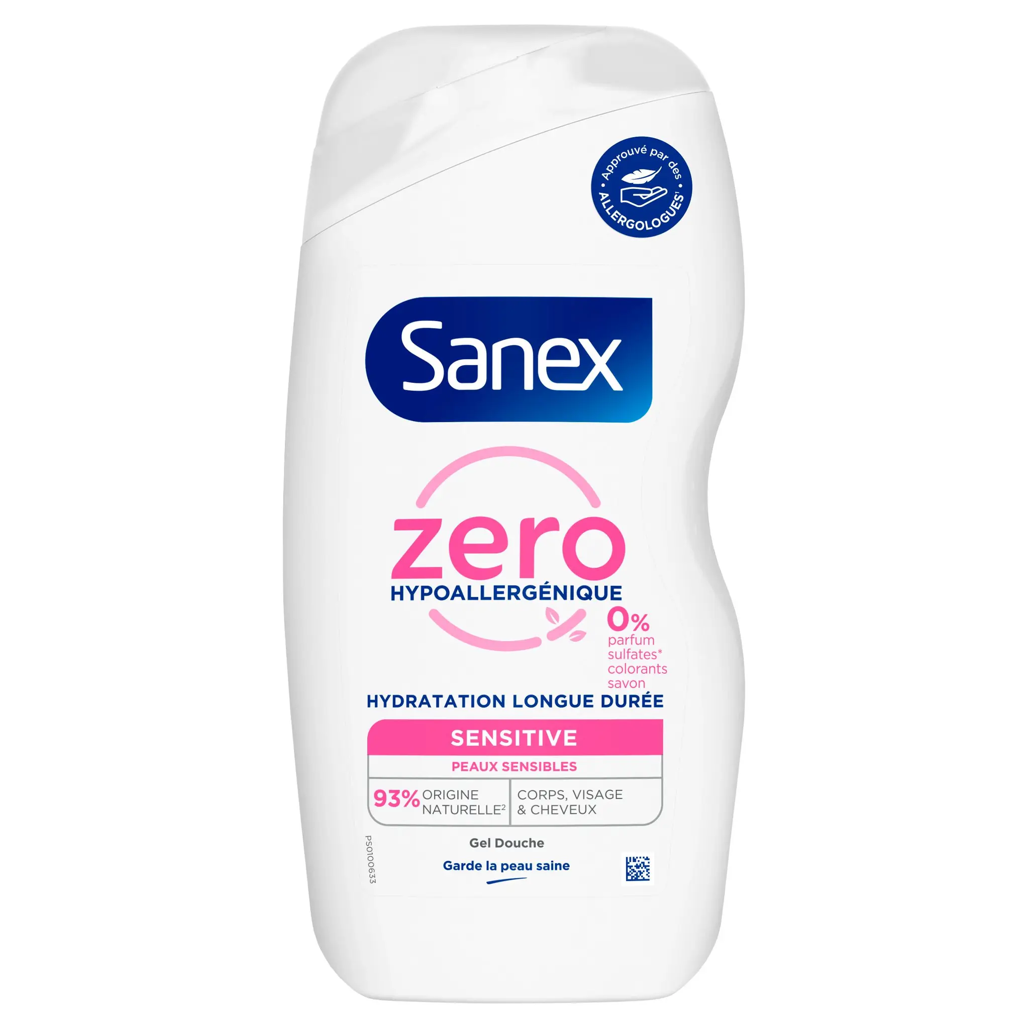 SANEX Gel douche zéro hypoallergénique sensitive peaux sensibles