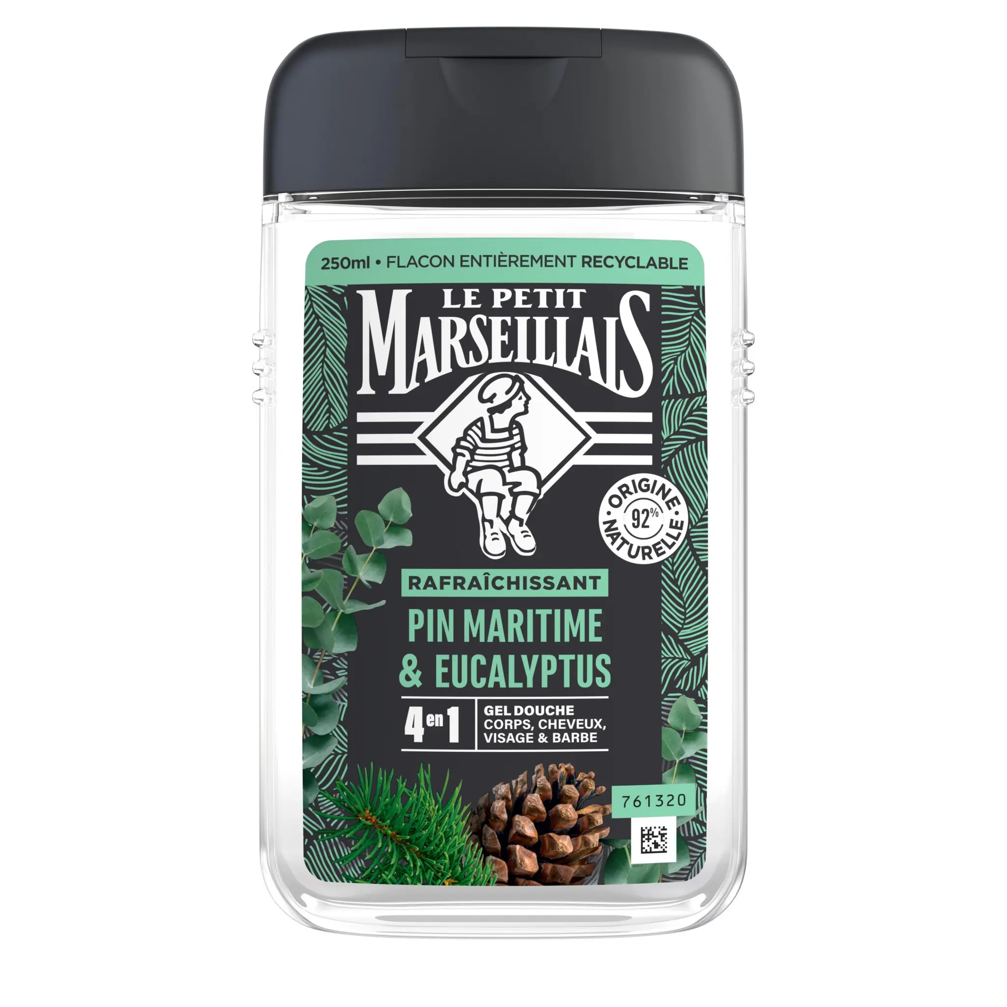 LE PETIT MARSEILLAIS Gel douche homme 4 en 1 pin maritime et eucalyptus